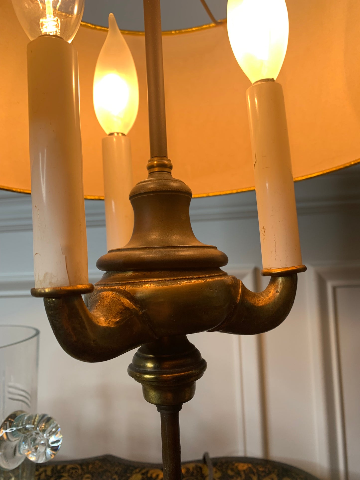 Paul Hansen Brass lamp with Gold Drum Shade