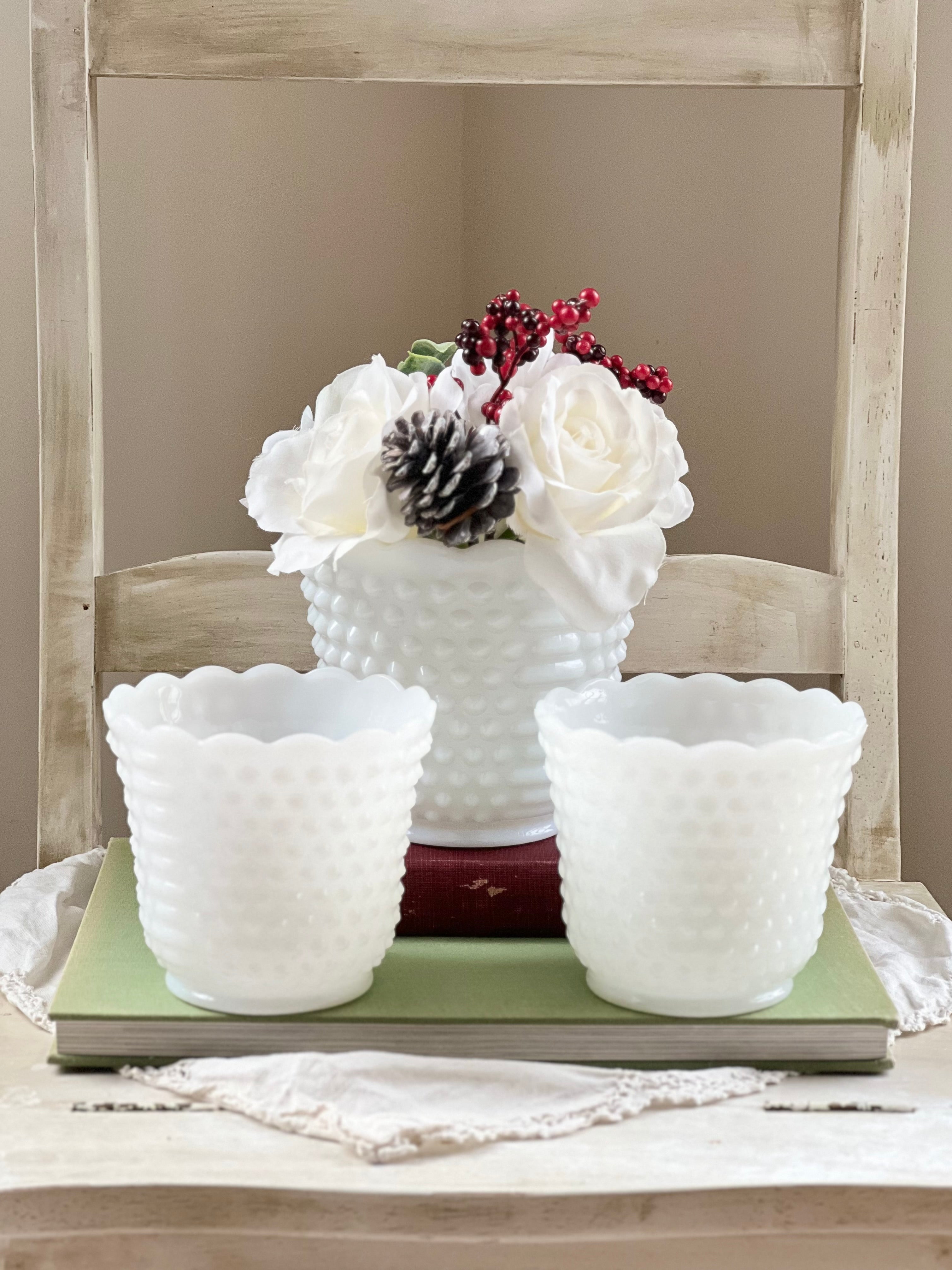 Set of 4 Vintage Milk Glass Goblets on Pedestals online