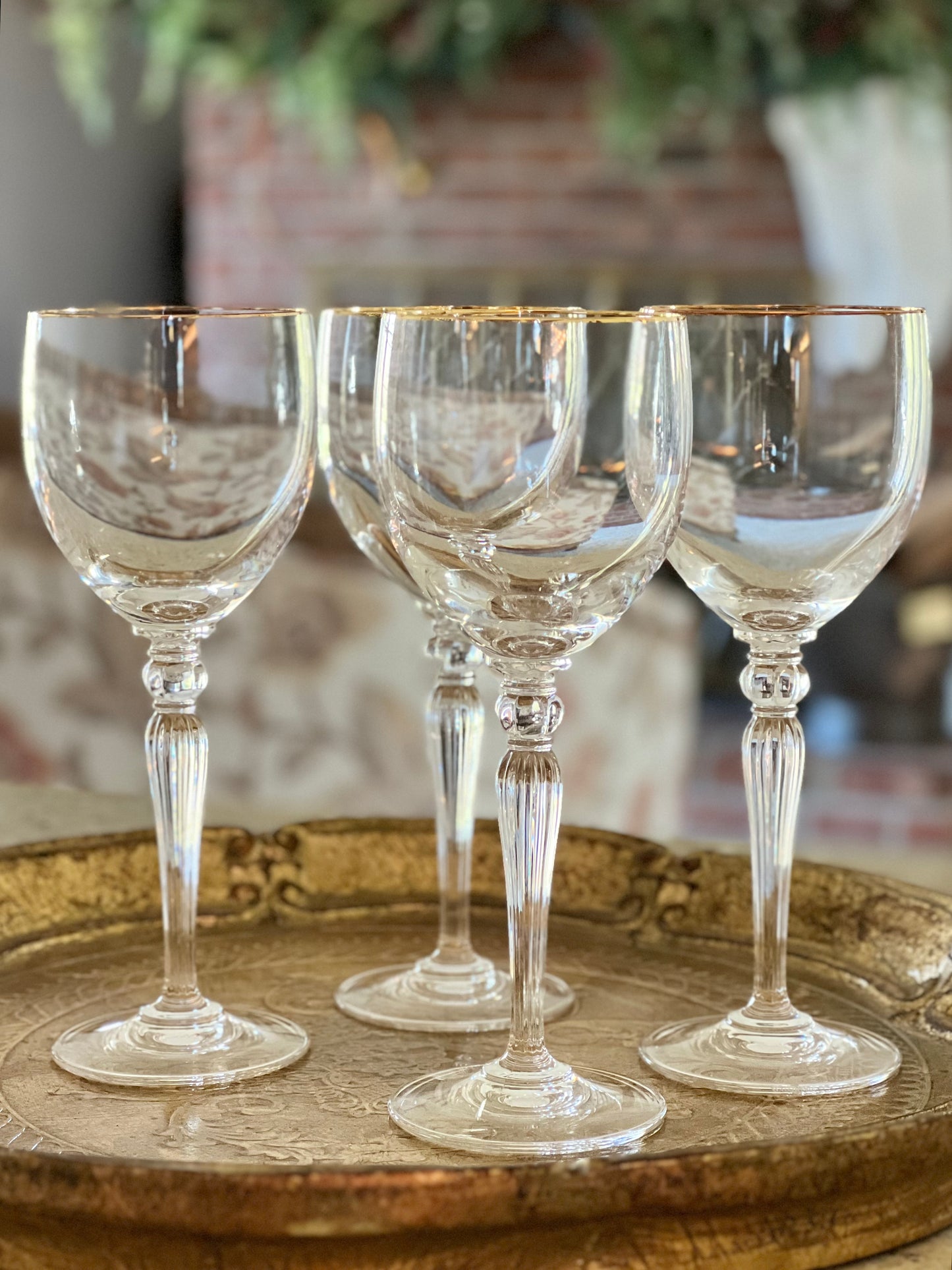 Waterford Crystal Carleton Gold Water Goblets - Set of 4