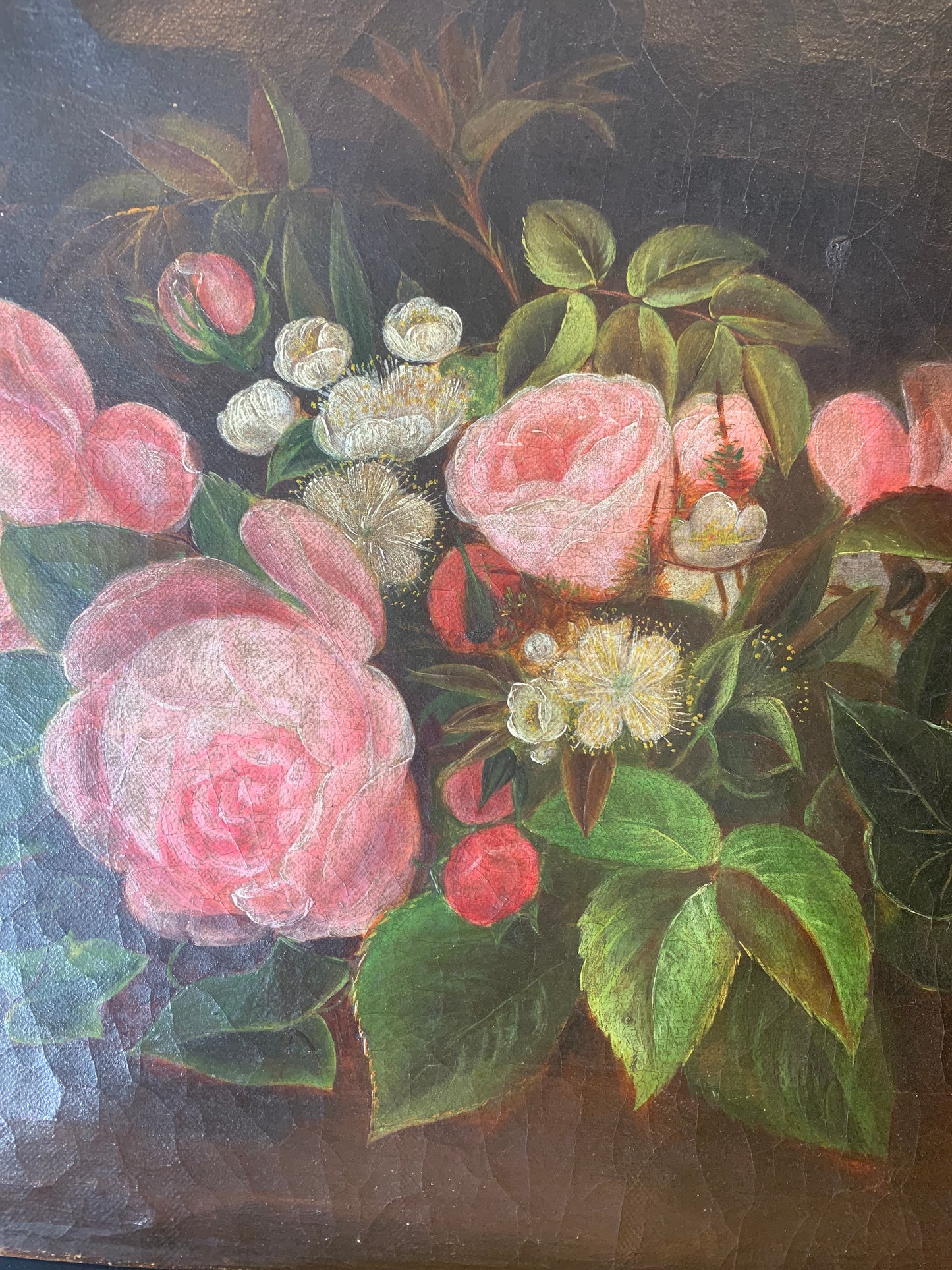 Antique Floral Still Life Painting (unframed)