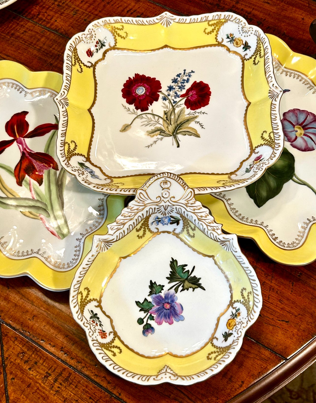 stunning designer Chelsea House hand painted porcelain botanicals square platter