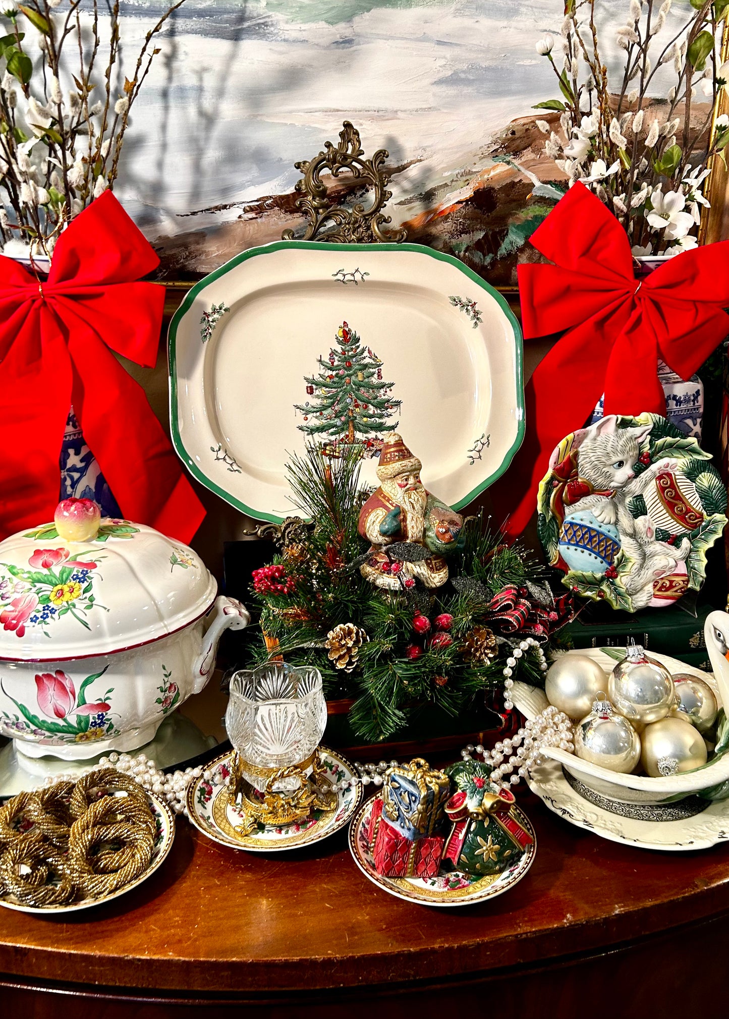 Massive Vintage Spode “Christmas Tree” large serving platter, 16x11”