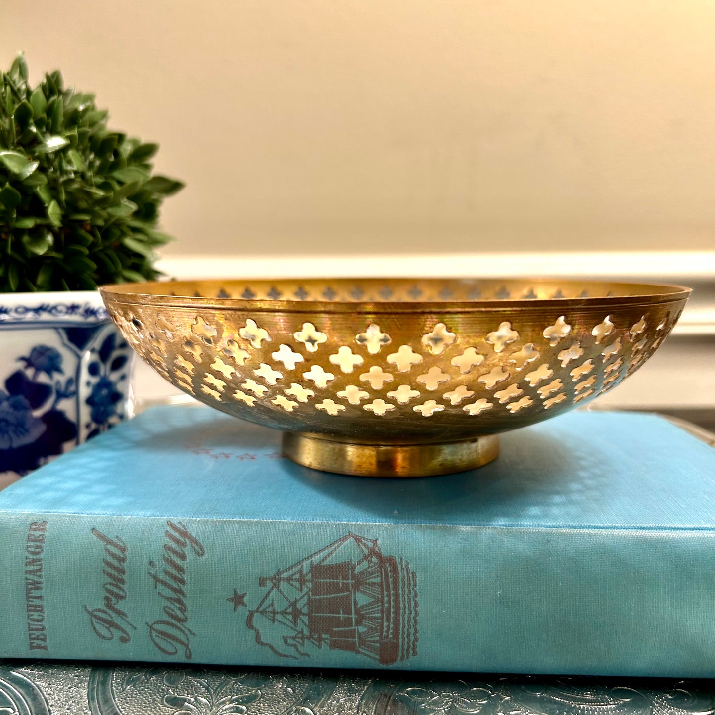 Vintage brass woven vessel bowl