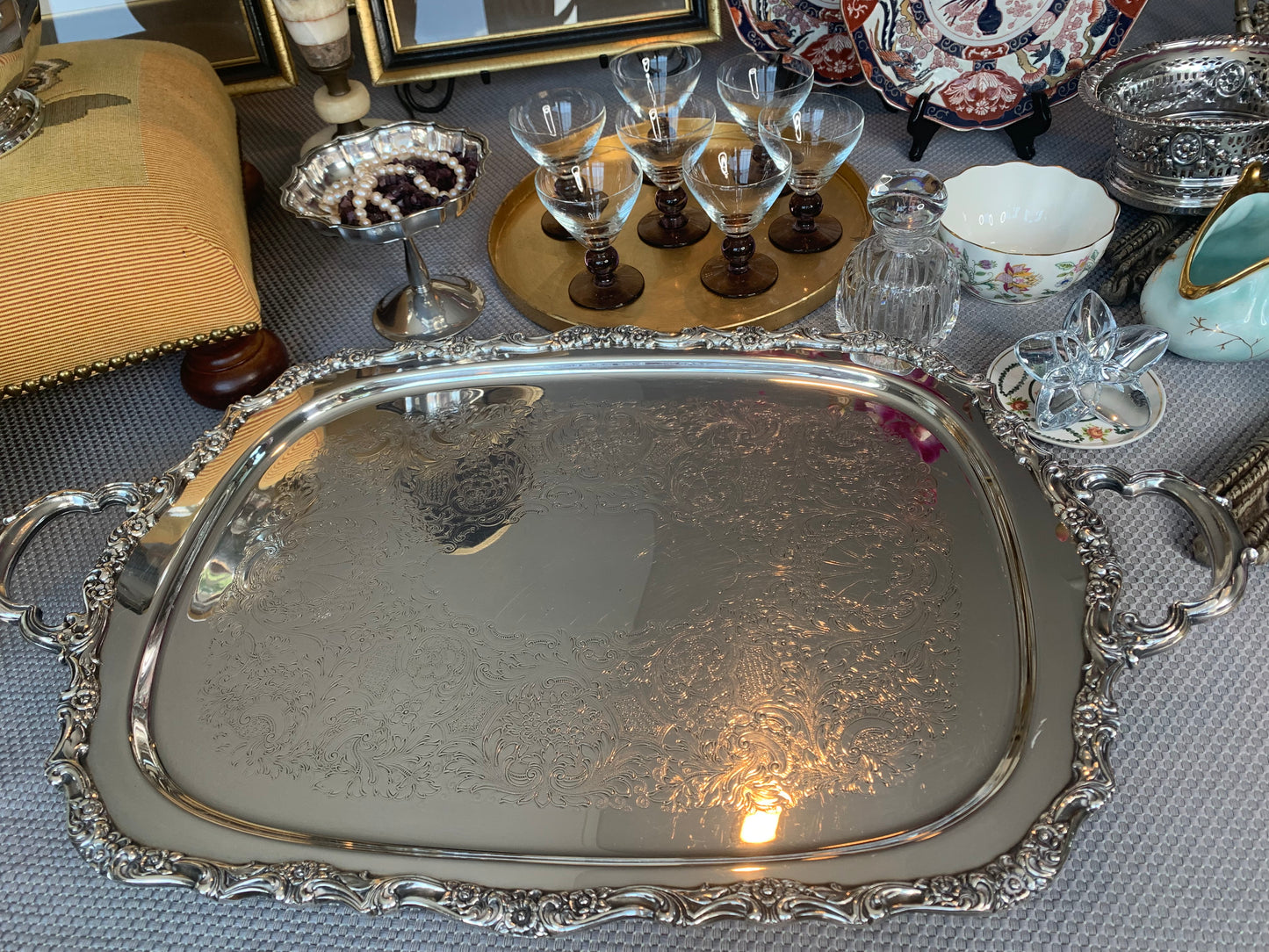 Large handled footed Silver Plated Tray from Webster Wilcox