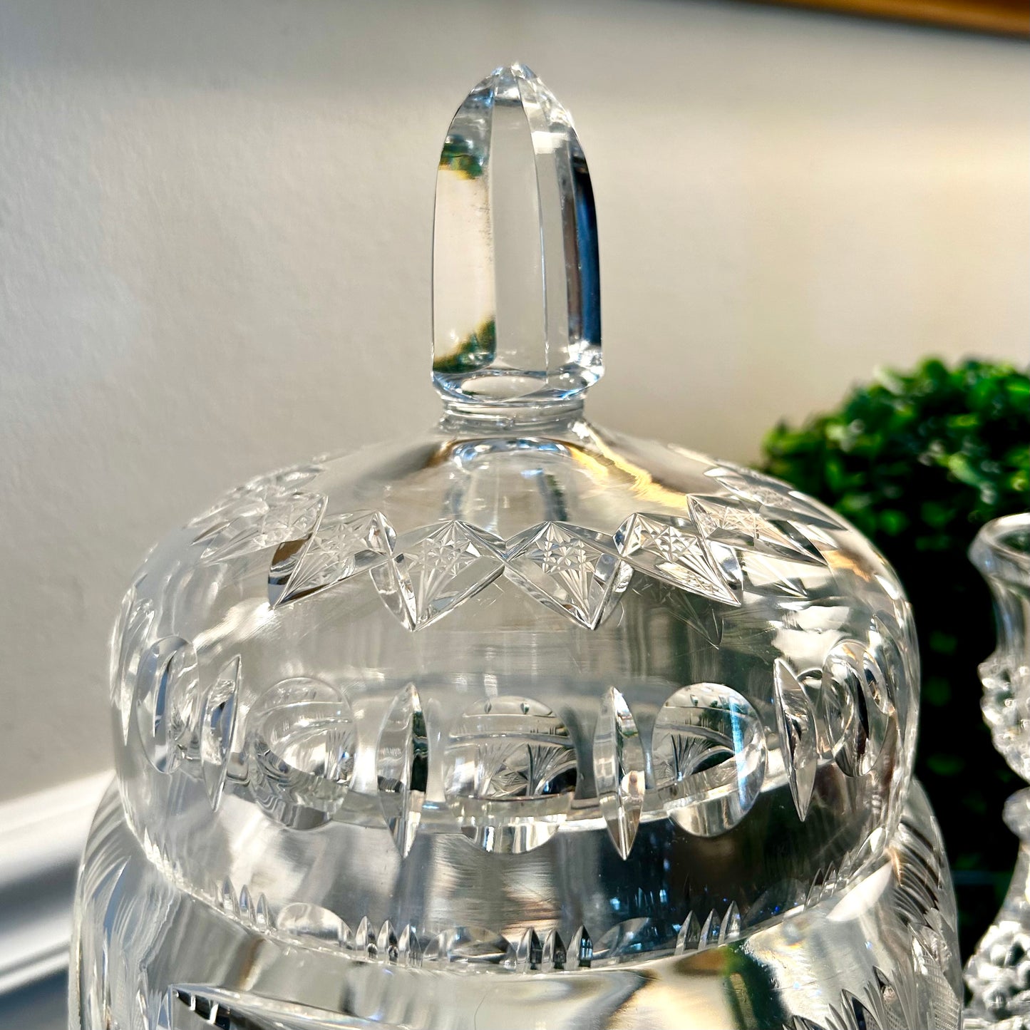 Massive ample cut antique crystal biscuit jar