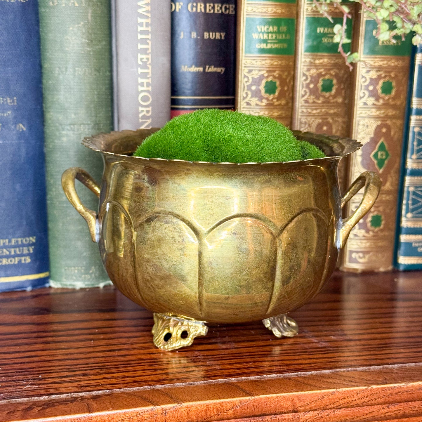 Vintage Brass Footed Cachepot