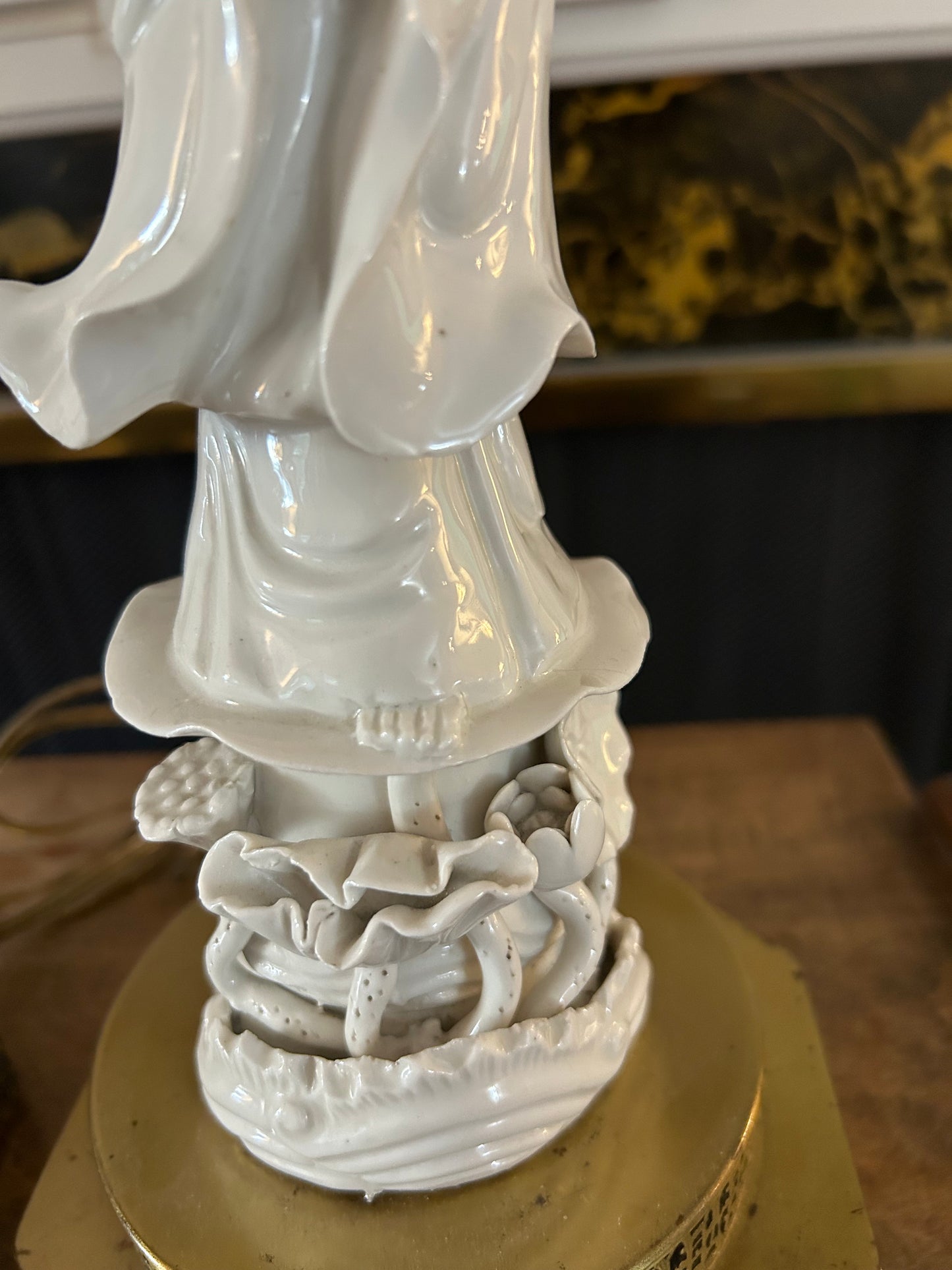 Pair of Blanc de Chine Quon Yen Figural Lamps!