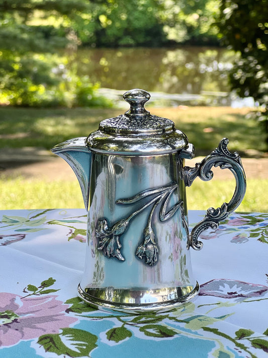 Antique New England Silver Plate Co. Creamer with Floral Detail