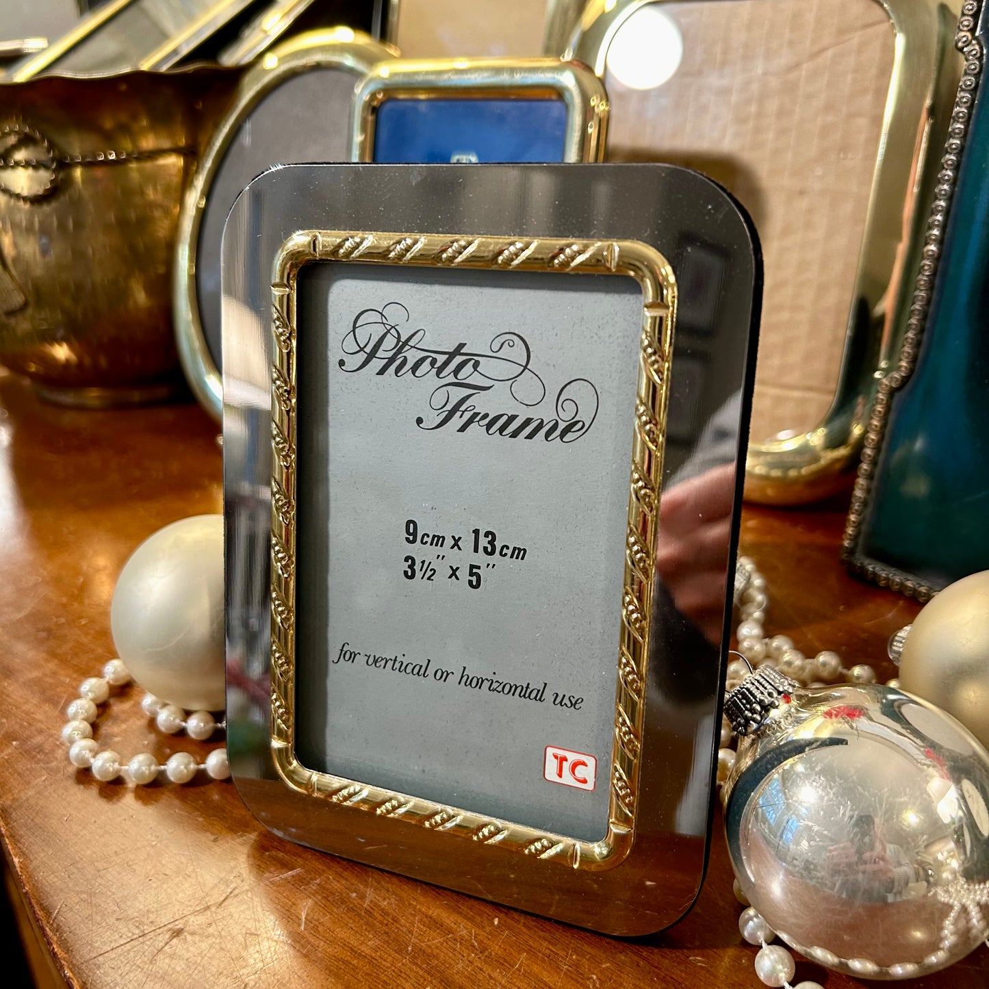 Trio vintage two toned brass frame