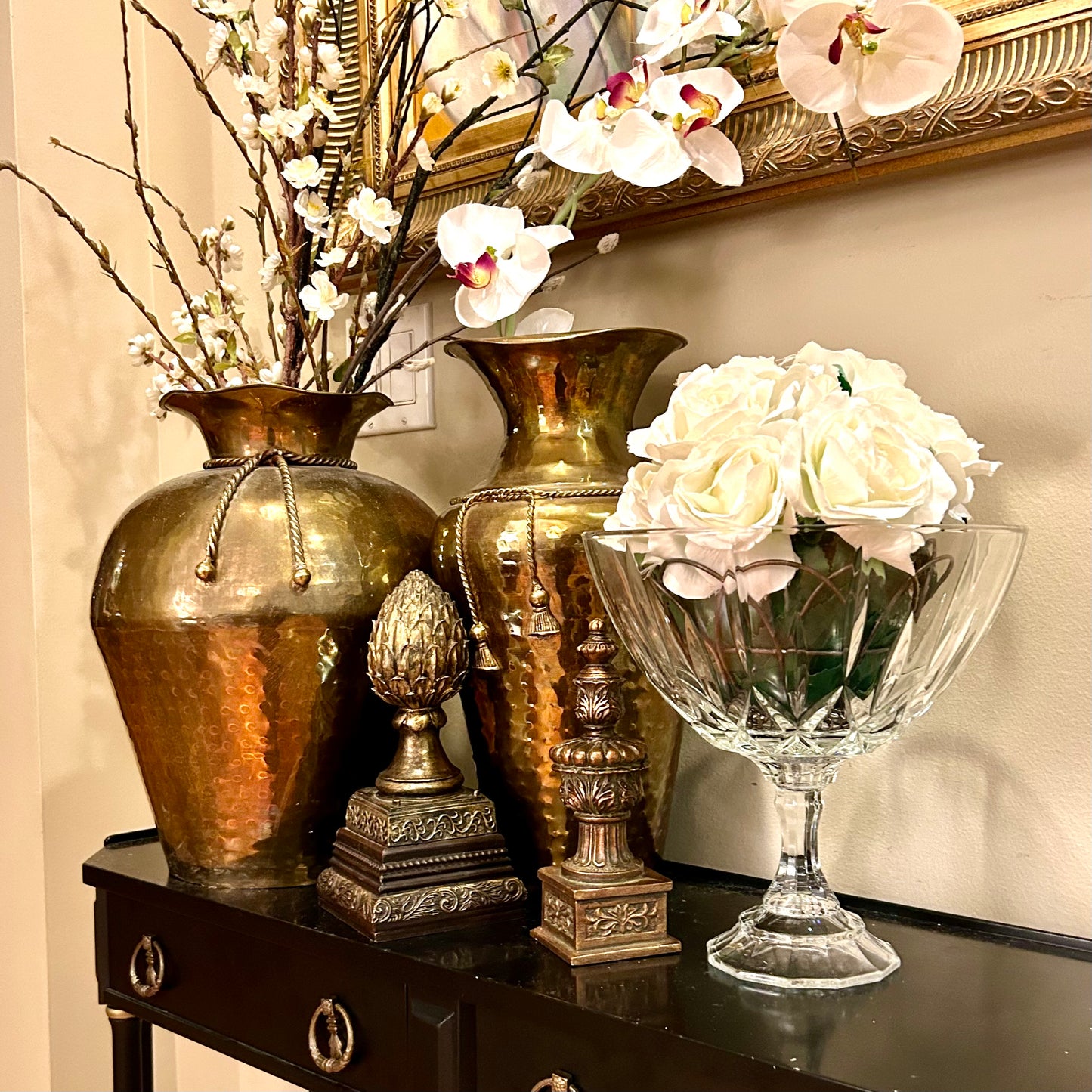 Stunning statuesque massive footed crystal bowl centerpiece