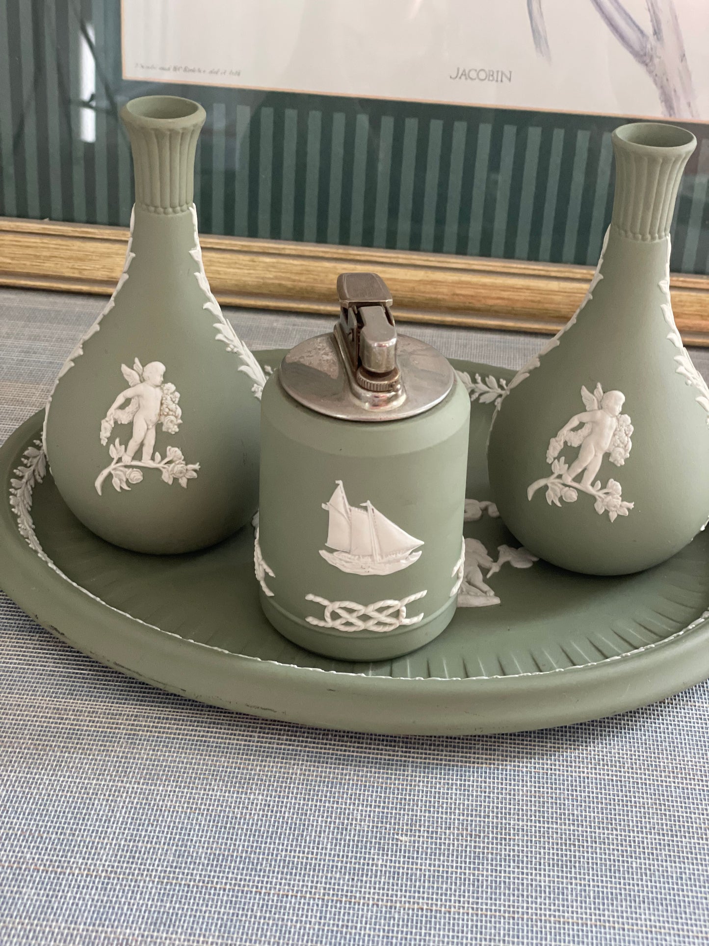 Vintage Green Wedgewood Jasperware Lighter!