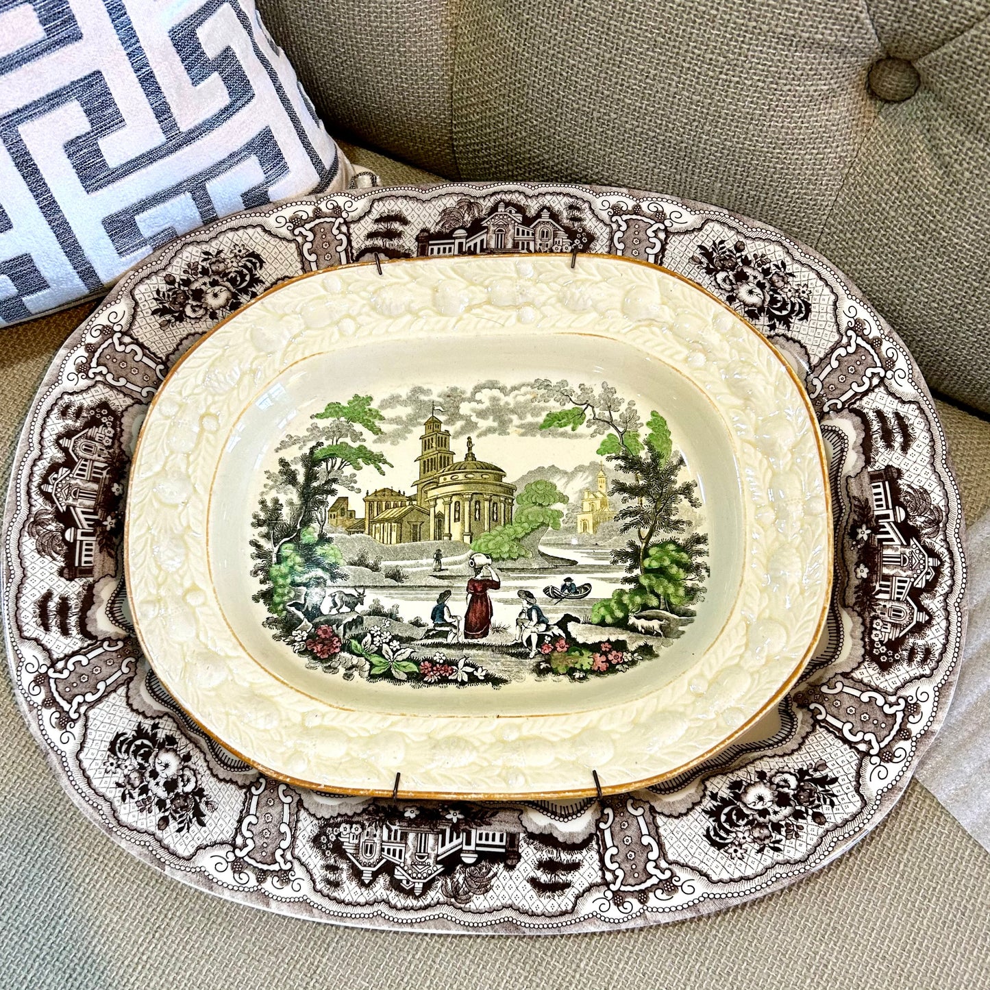 Antique W.  Adam’s Italian Scenery England oval platter stamped