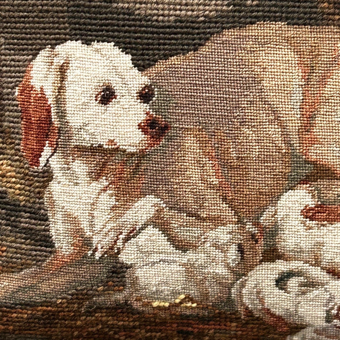 Rustic chic dog & puppies Needlepoint Pillow