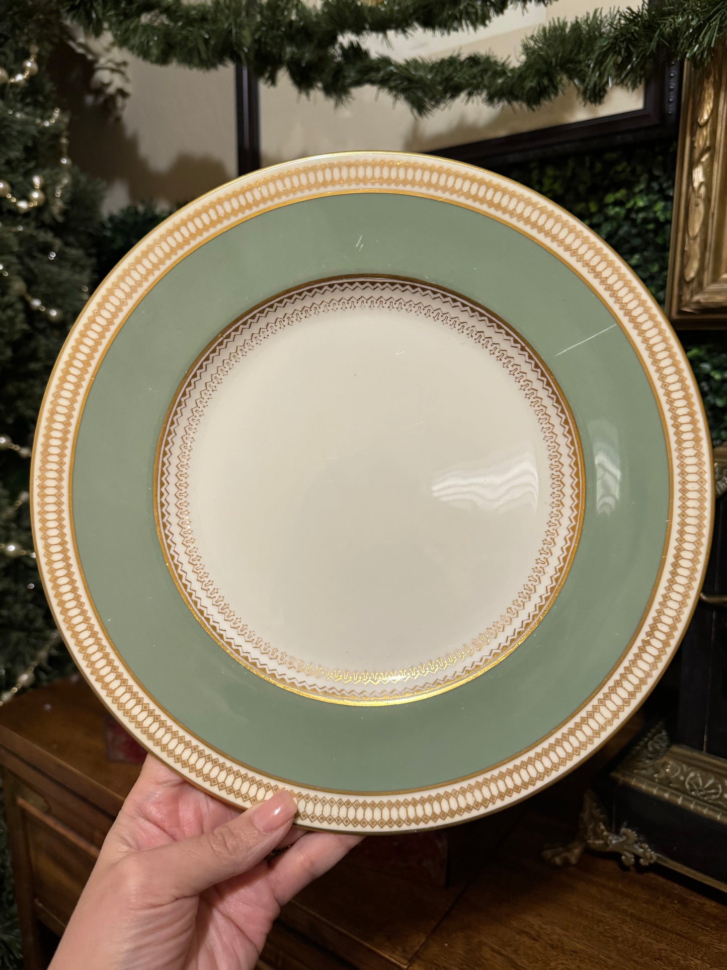 Stunning Set of 10 Mint Green Royal Worcester Dinner Plates 10.75”