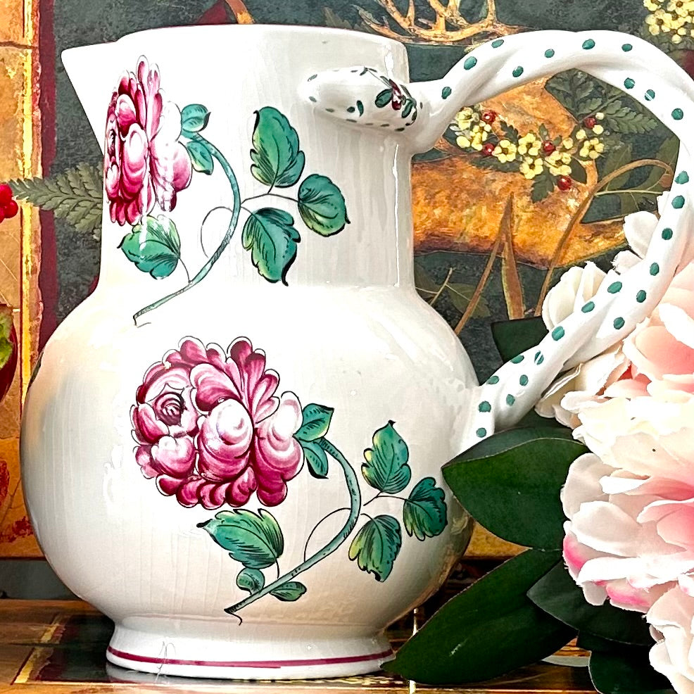 A Rare “TIFFANY Strasbourg Flowers” exclusive for Tiffany & Co pink and white pitcher vase.