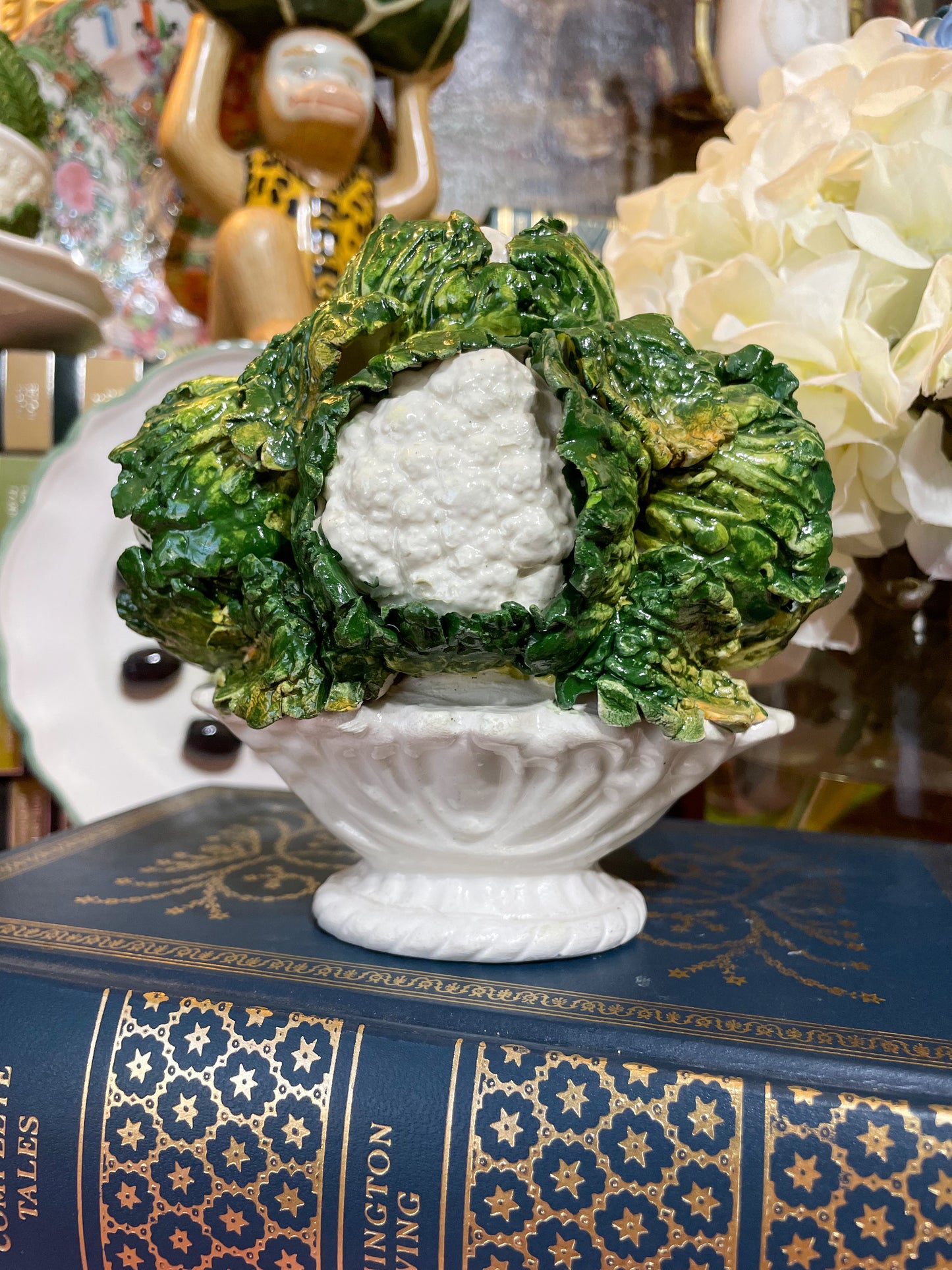 Italian Ceramic Cauliflower Topiary