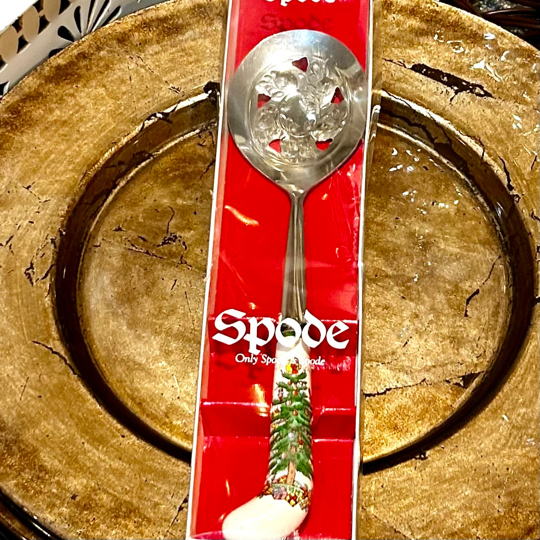 Lovely Spode Christmas tree holiday serving spoon in box