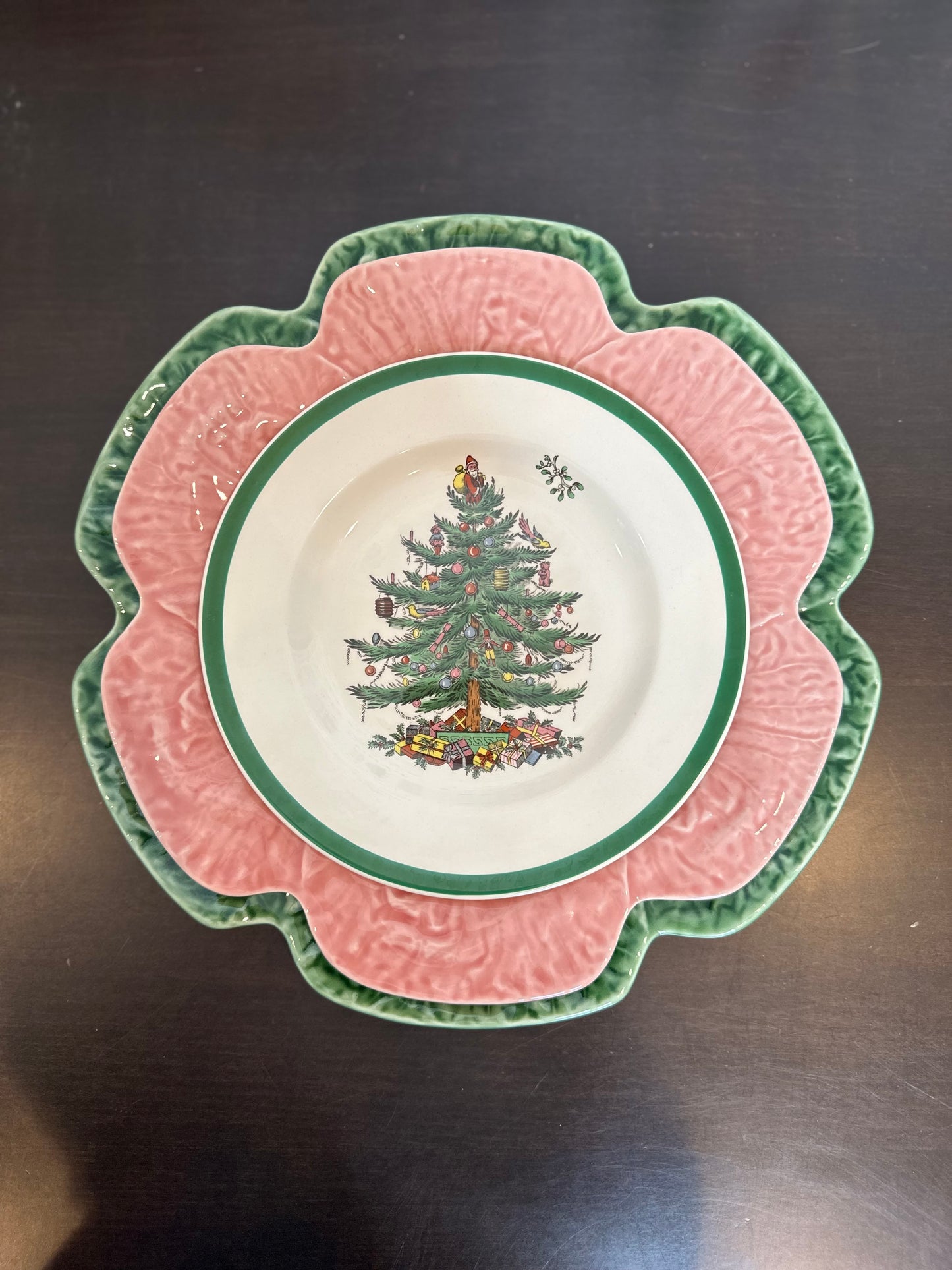 Vintage Spode Christmas Tree Salad Plates, Set of 4, Made in England, 7.75"