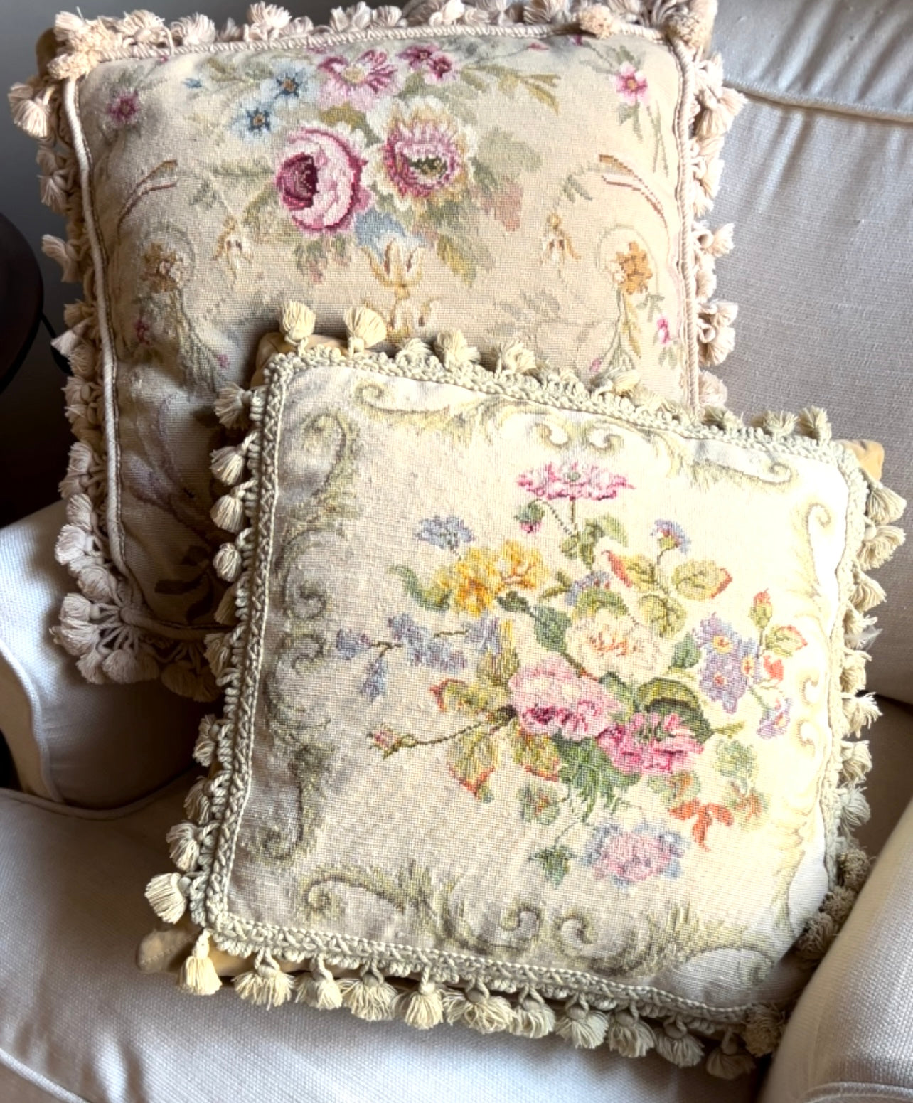 Absolutely stunning oversized custom needlepoint pillow.