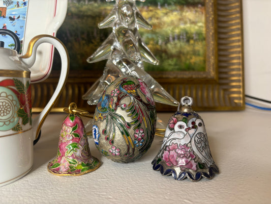 Reserved for Maria! Lovely cloisonné set of ornaments! Includes all three!