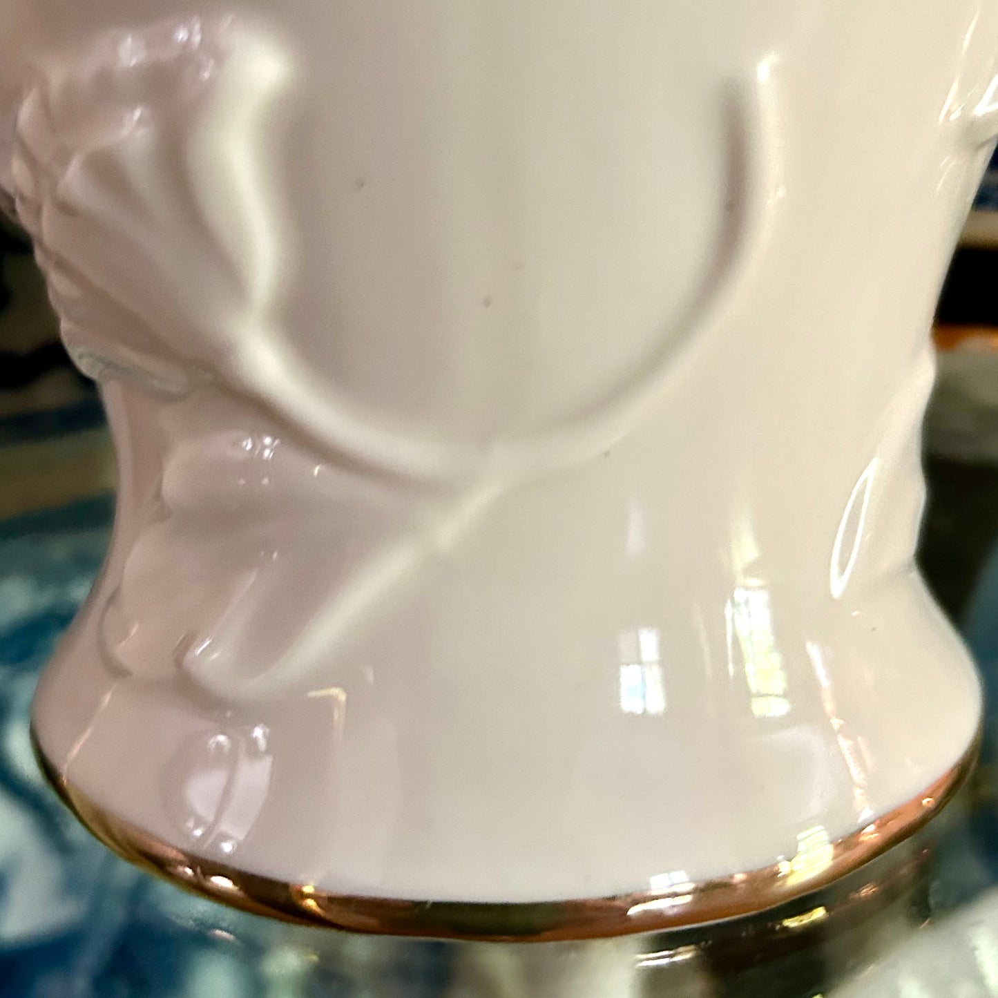 Gorgeous designer porcelain floral tall vase by Lenox 10 in