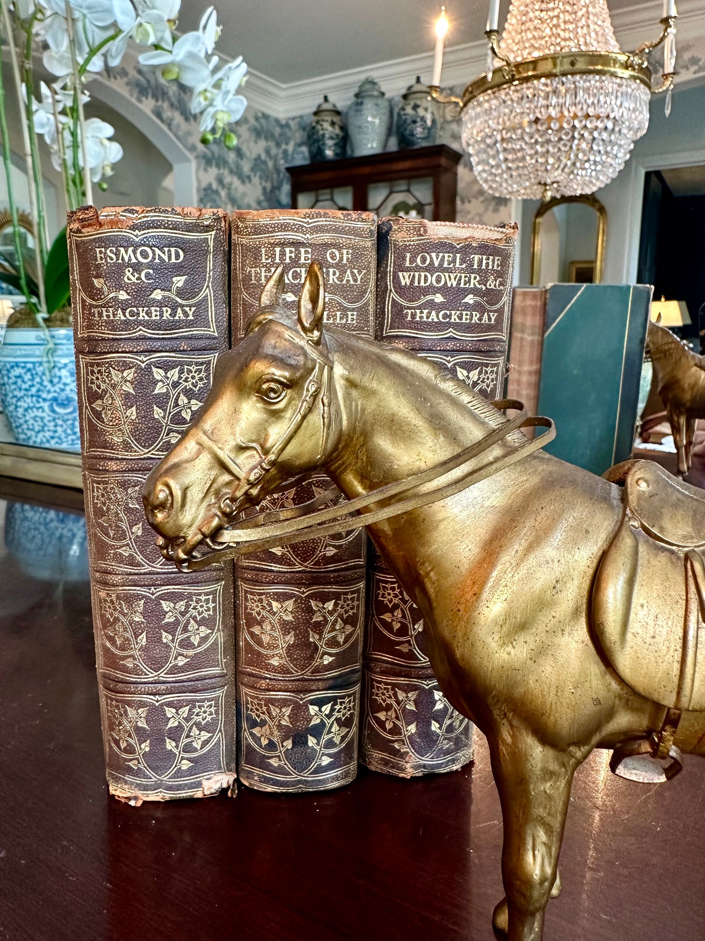 Fantastic Rare Antique Gold Spelter Horse Statue