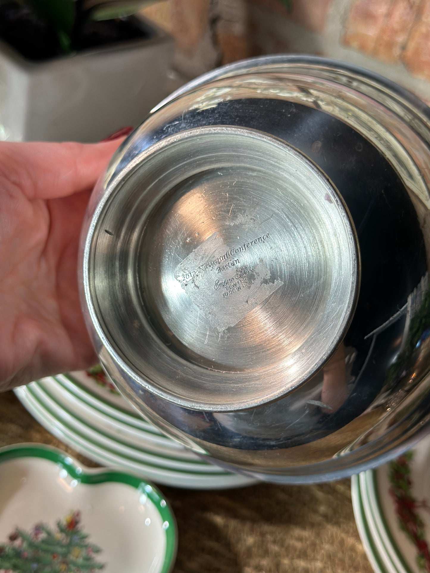Vintage Silverplate Paul Revere style Pedestal bowl, 5x3"