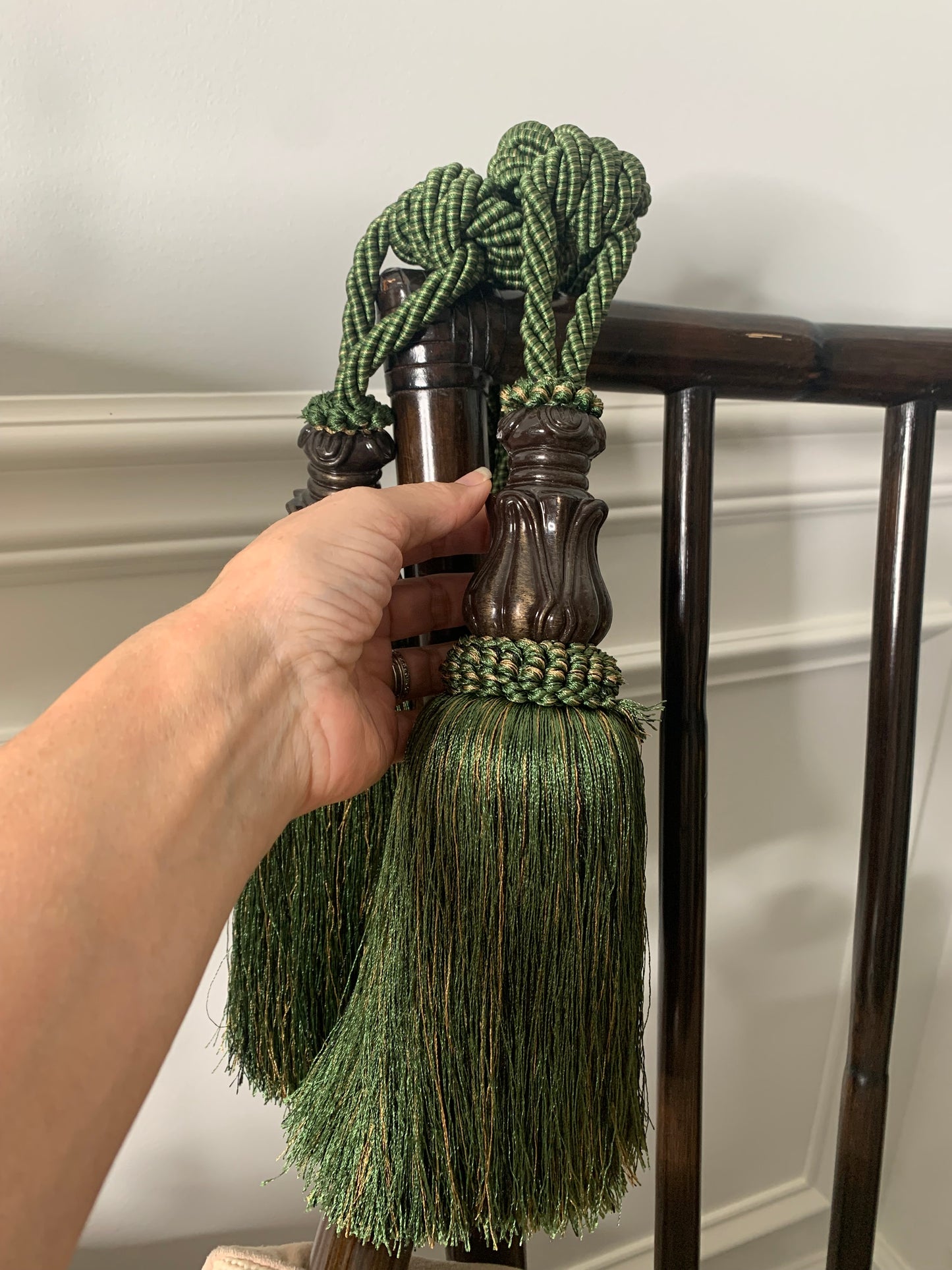 Extra Large Green Tassle Curtain tie backs