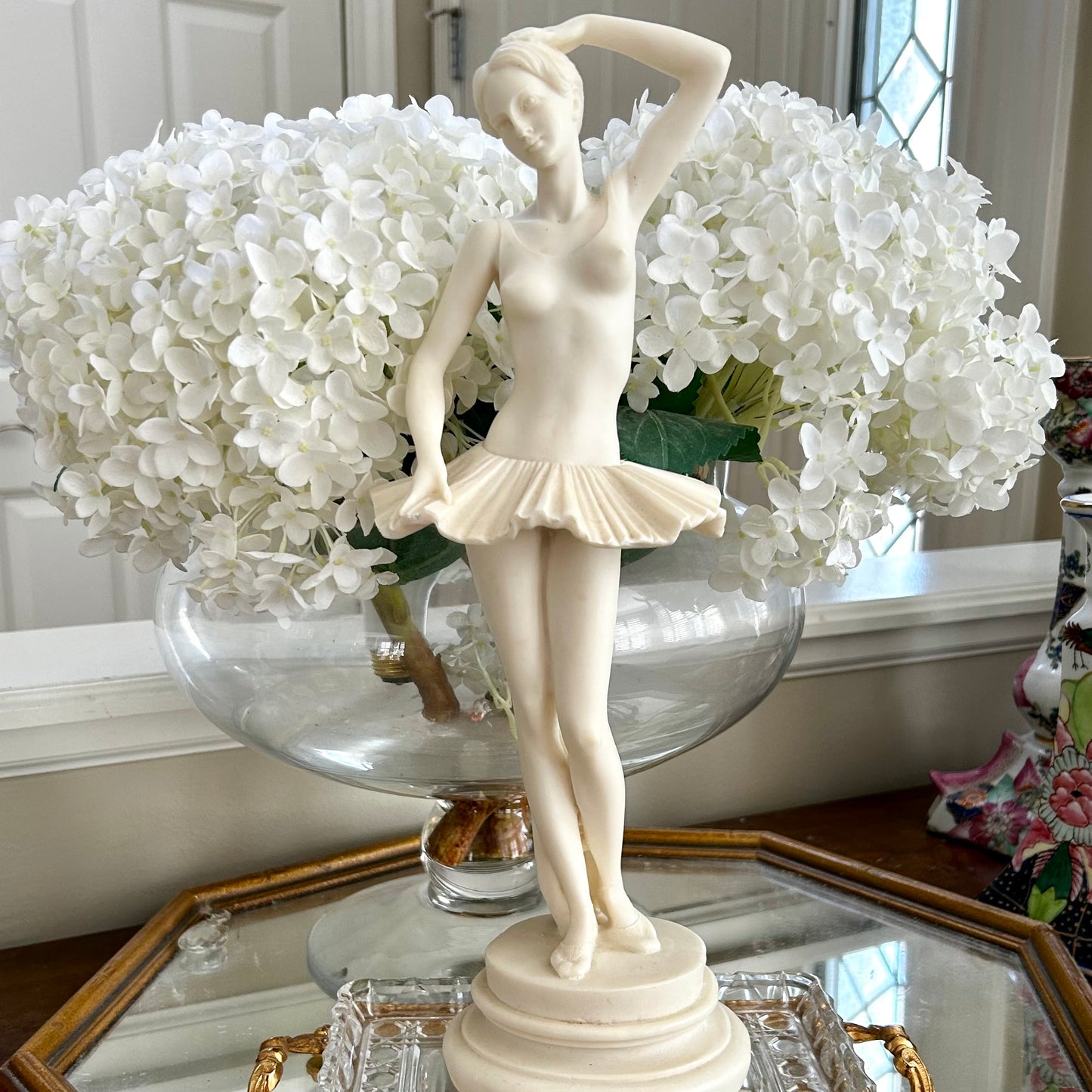 Alabaster status Sculpture A.Giannelli Ballerina Ballet Dancer Statue 14 in