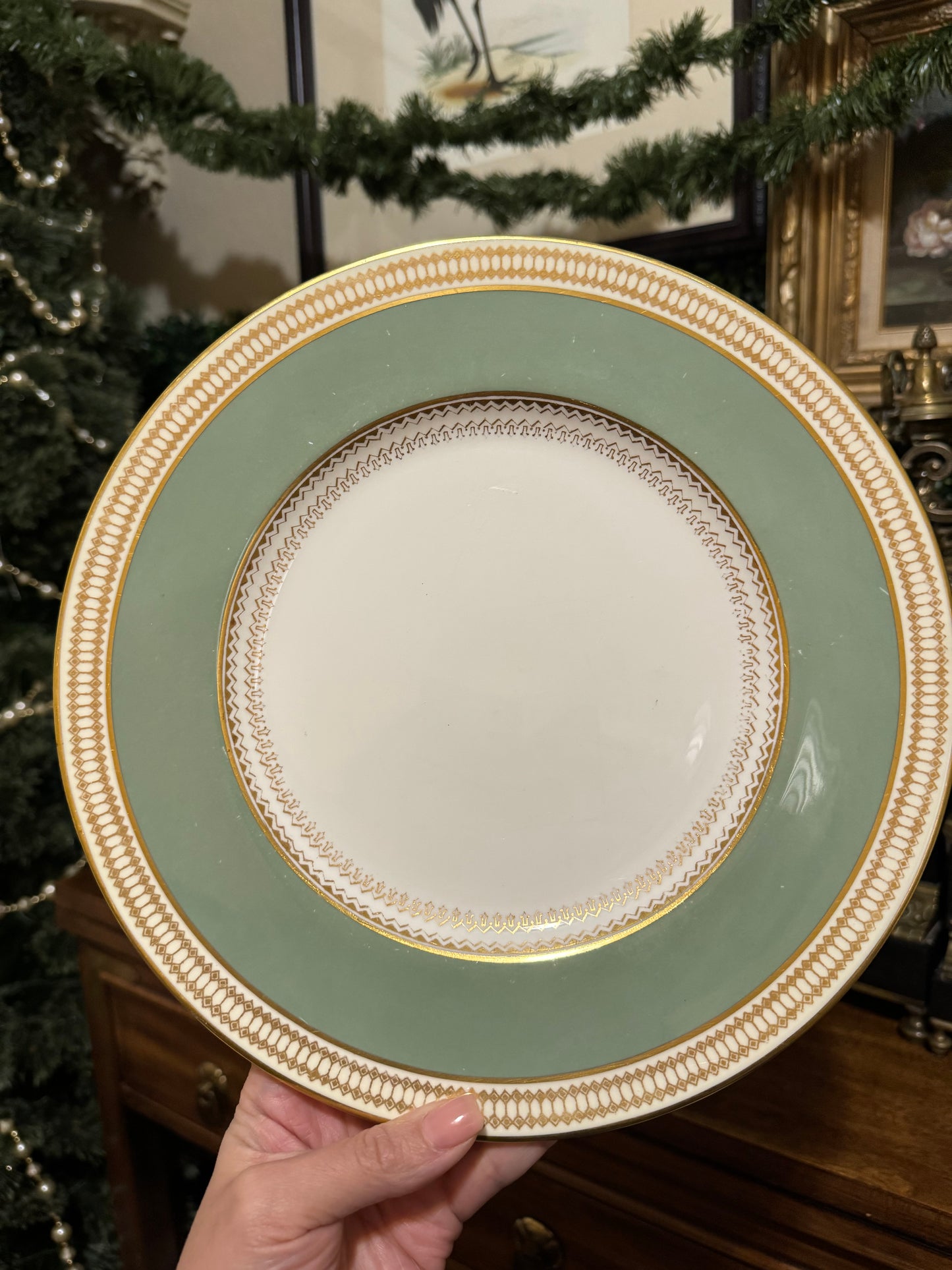 Stunning Set of 10 Mint Green Royal Worcester Dinner Plates 10.75”