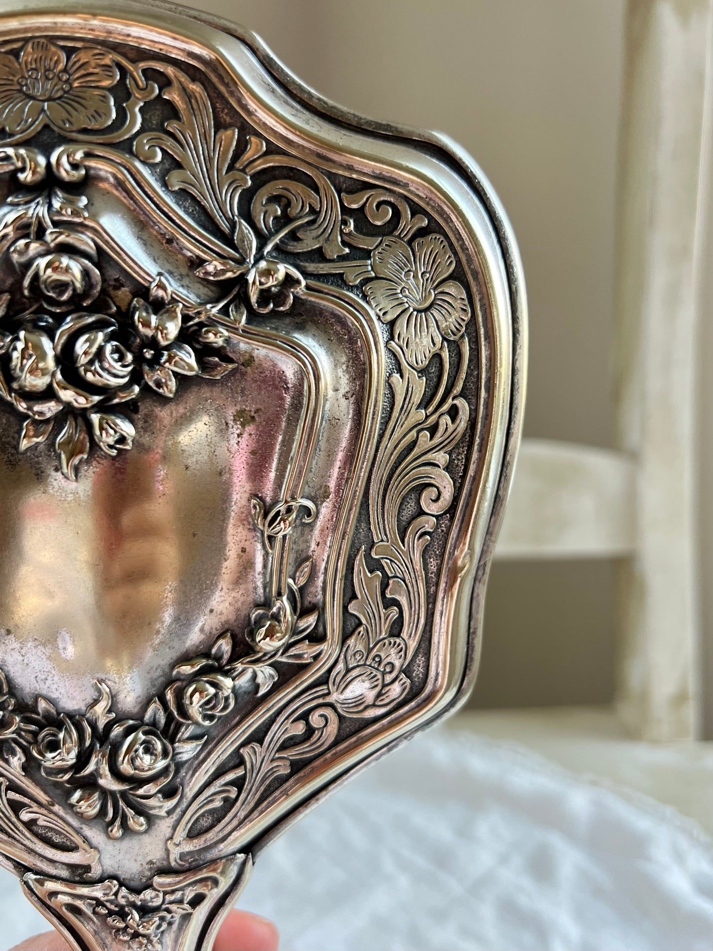 Beautiful Antique Art Nouveau Hand Mirror