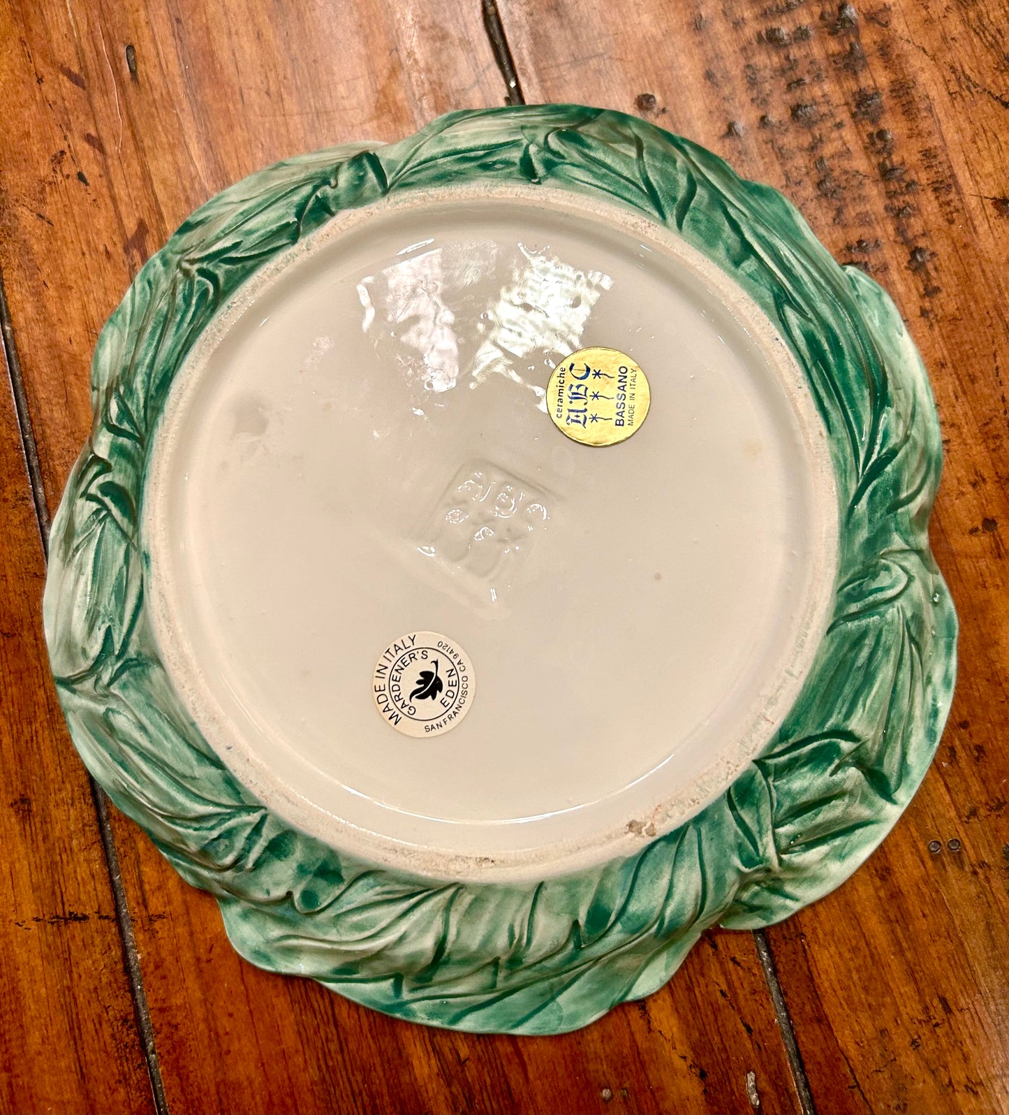 Vintage cabbage wear designer plate by Bassano of Italy