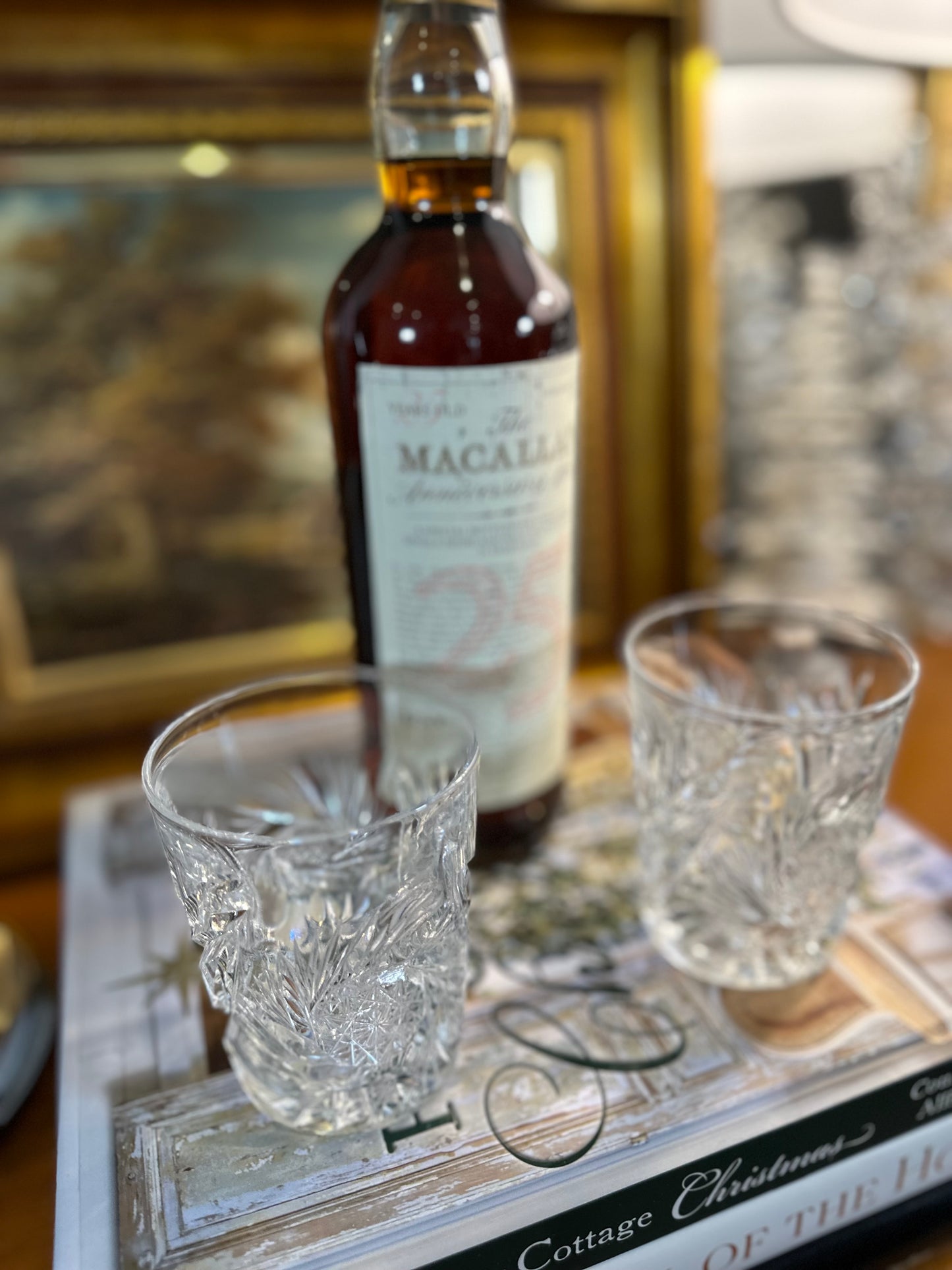 PRISTINE! Gorgeous Heavy Cut Crystal Pair of Double Old Fashioned Whisky Tumblers, 3.75"