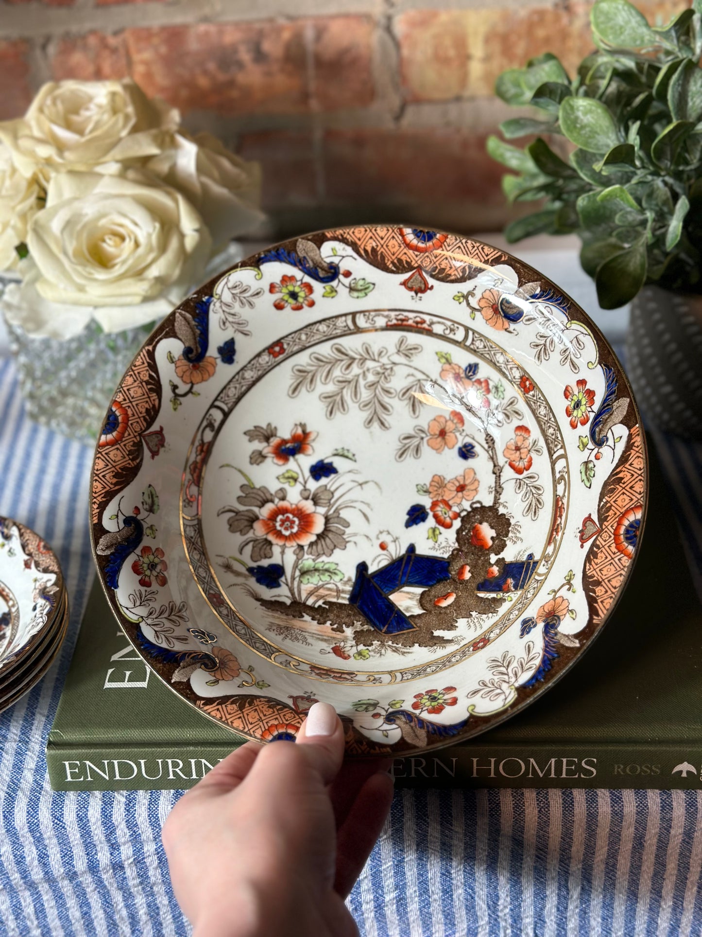 Antique "ANGLESEY" Serving Bowl + 4 Berry Bowls Set, Excellent Condition!