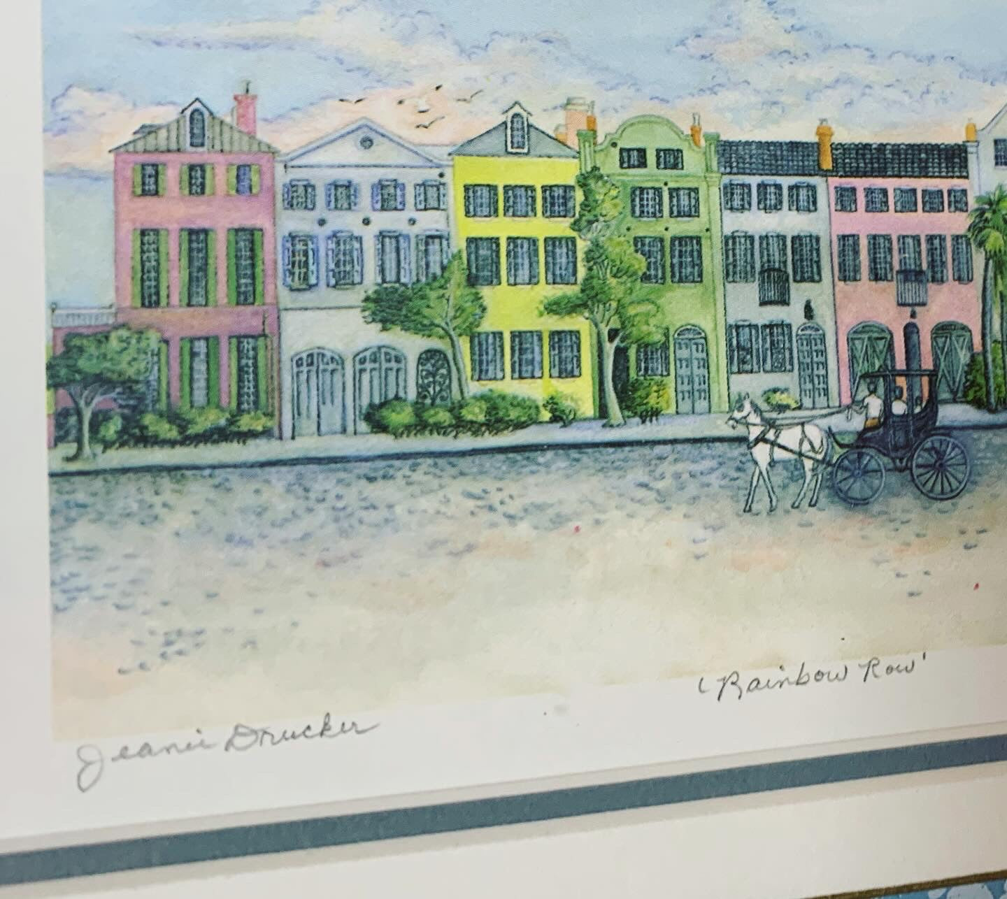 Charleston Rainbow Row Limited Edition Signed Jeanie Drucker framed print!