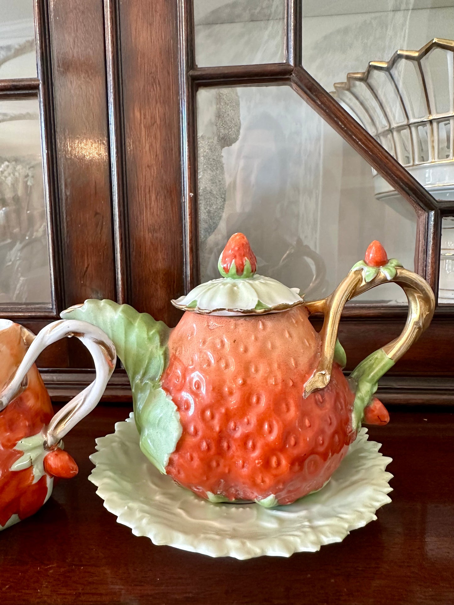 C1910 Antique German Porcelain Strawberry Small Teaset