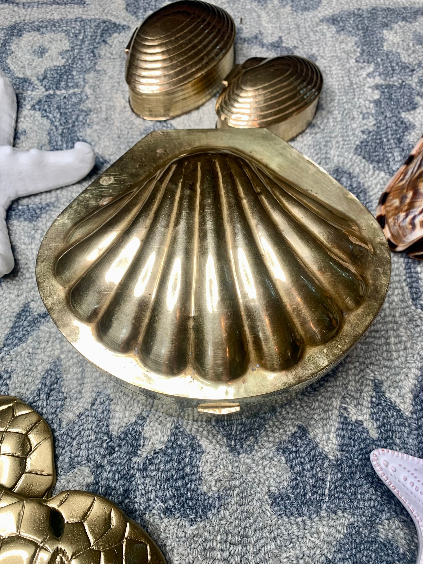 Large brass clamshell box