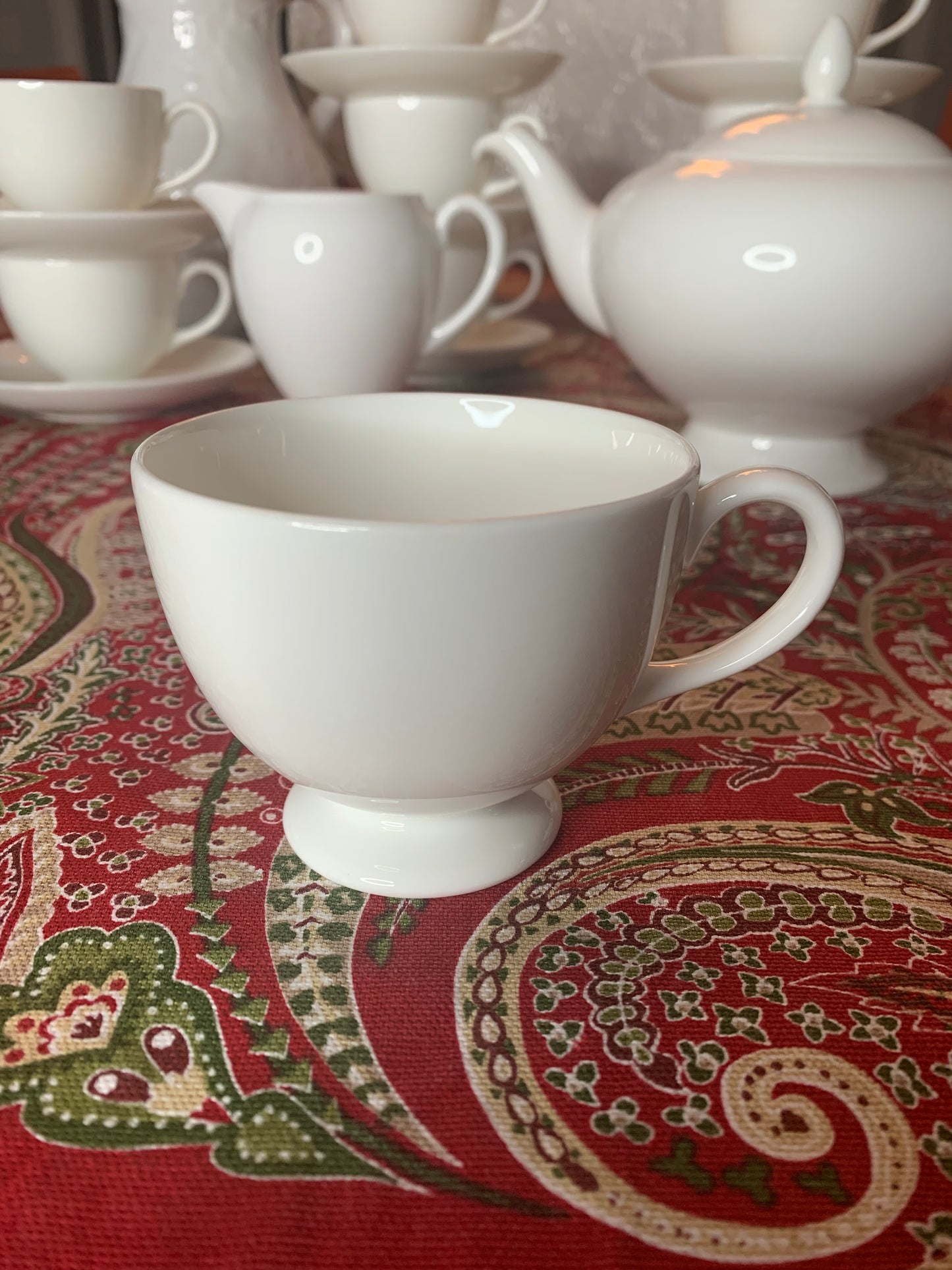 Wedgewood White (Bone) Leigh Shape Footed Cups and Saucers