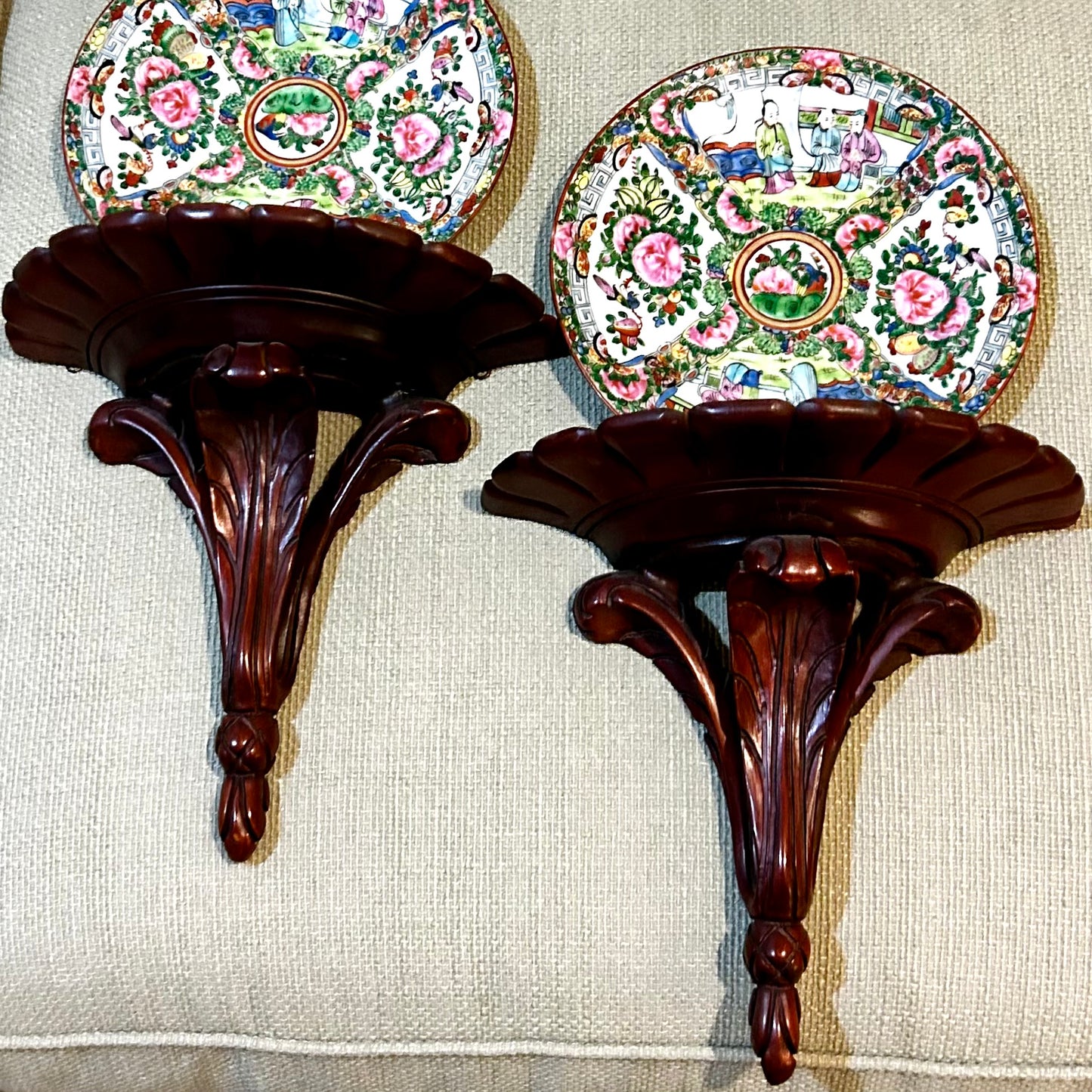 Beautiful Pair of vintage wood wall sconces