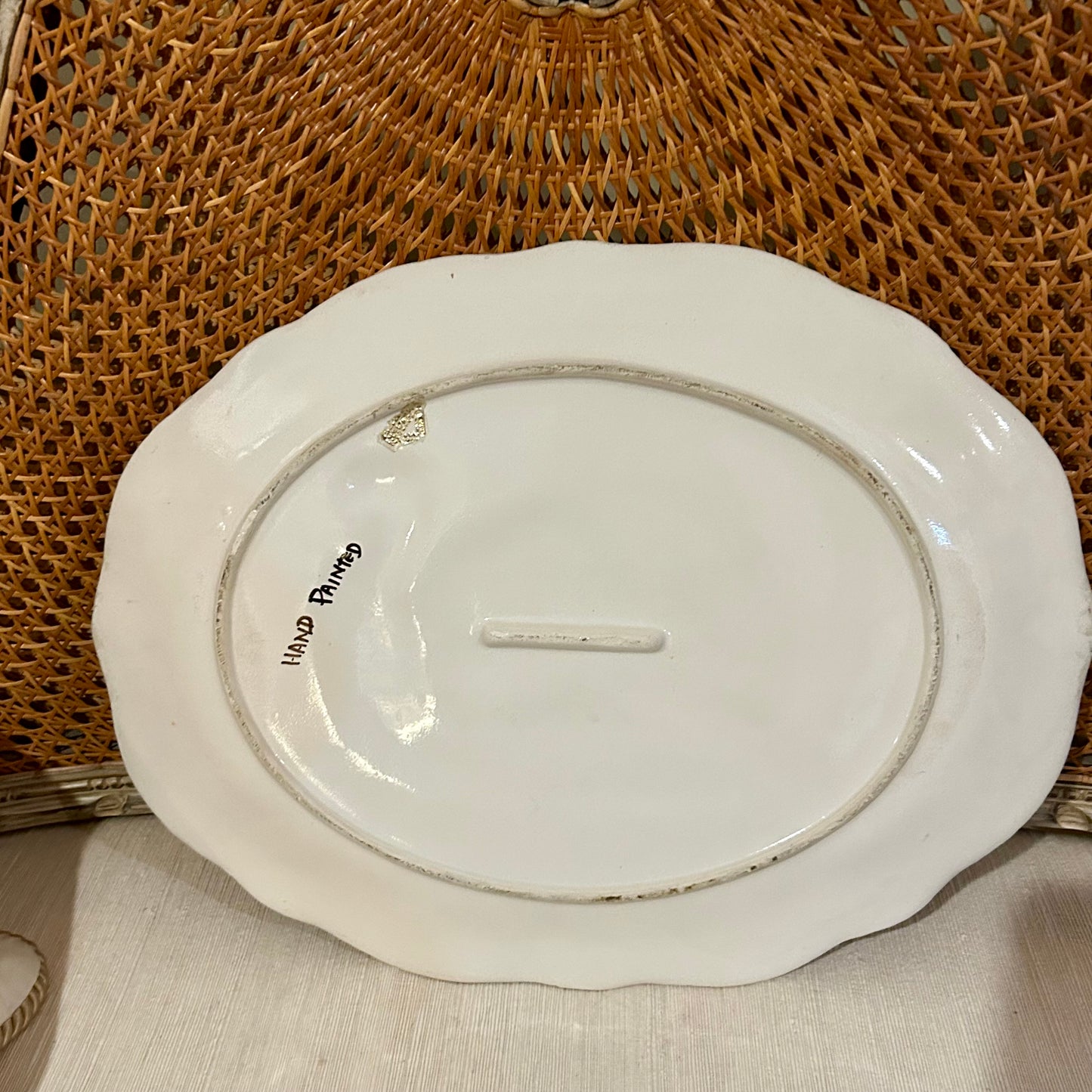 Massive white oval turkey holiday platter, 19 x 14 made in Portugal