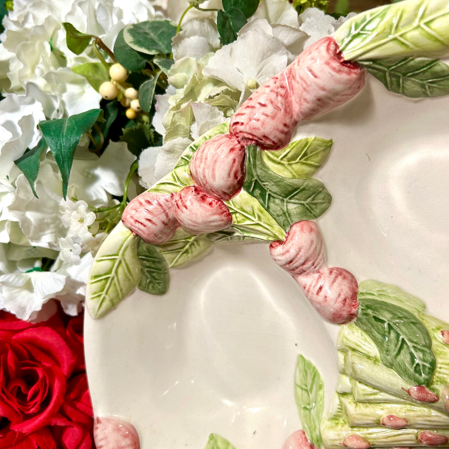 Absolutely delightful massive  Asparagus wrapped in Bows four section serving platter