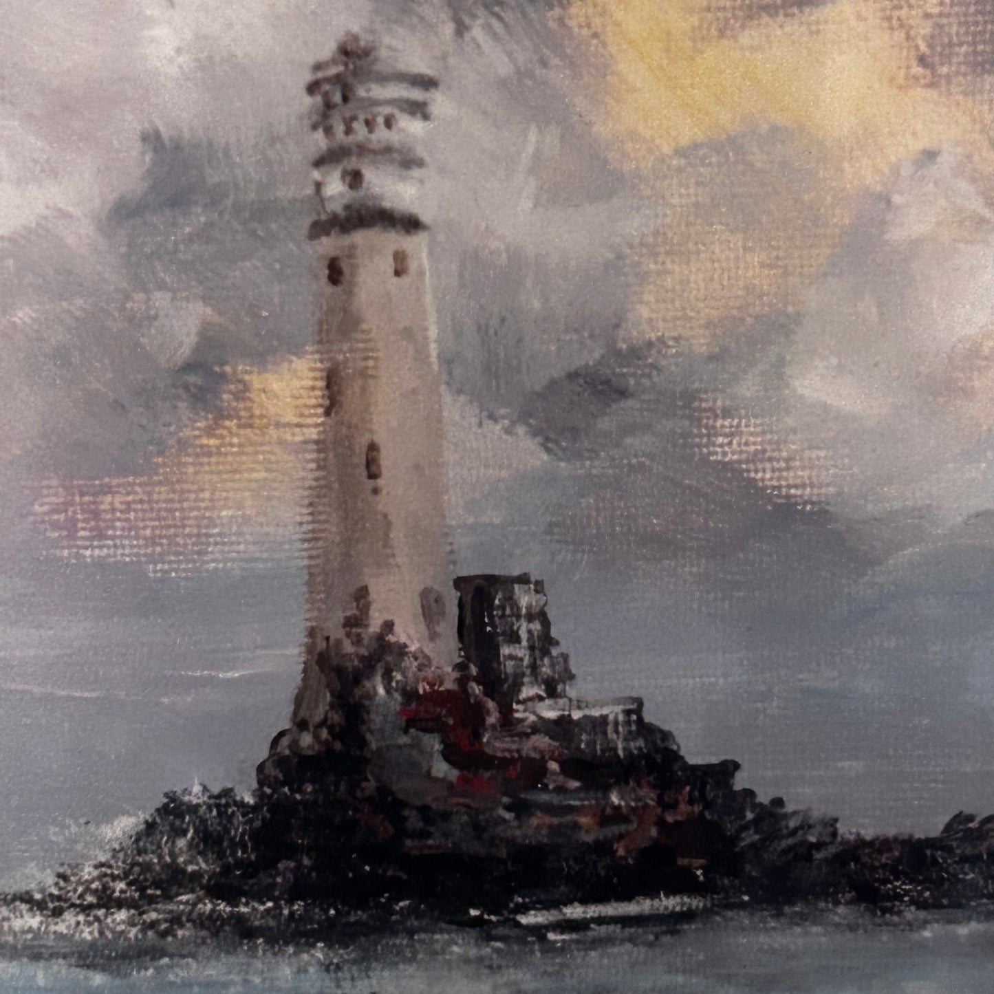 Charming signed custom framed  lighthouse art .