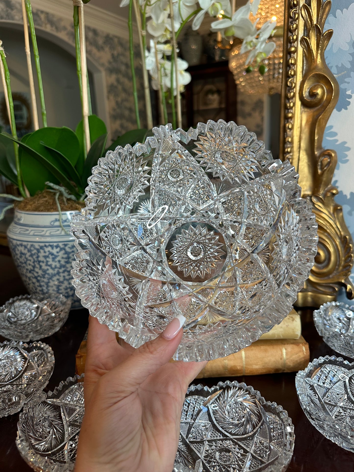 Stunning Antique American Brilliant Bowl Set