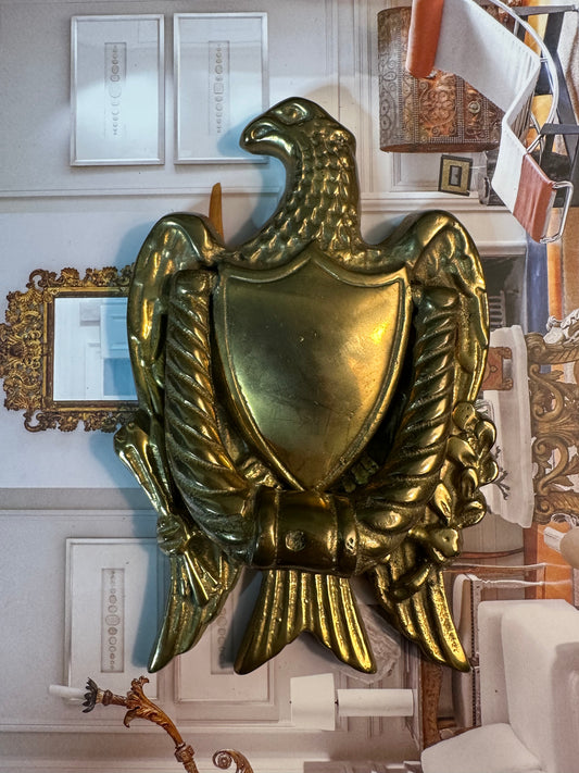 Vintage Eagle Solid Brass Door Knocker Figural Architectural Hardware Patriotic Americana, 5.25"