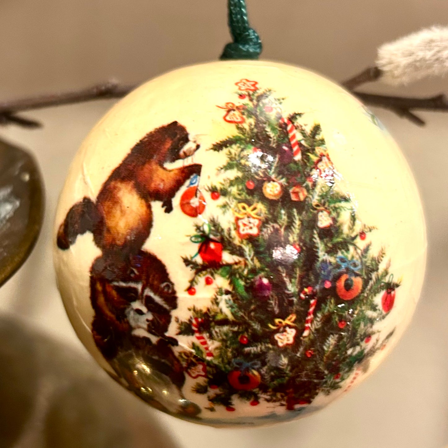 Reminiscent of a vintage Christmas this set of 9 ornaments adorn your tree.