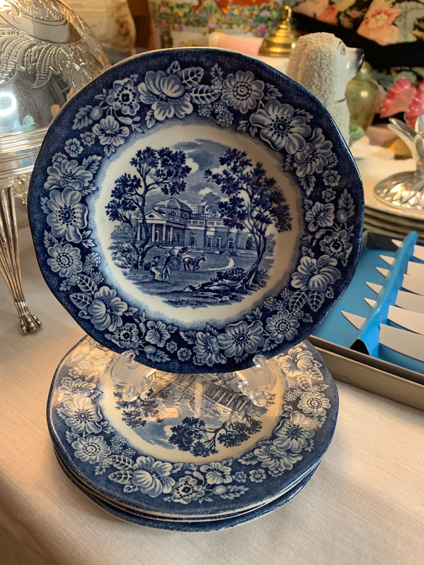 Set (4) Liberty Blue Monticello Bread &amp; Butter plates 6”