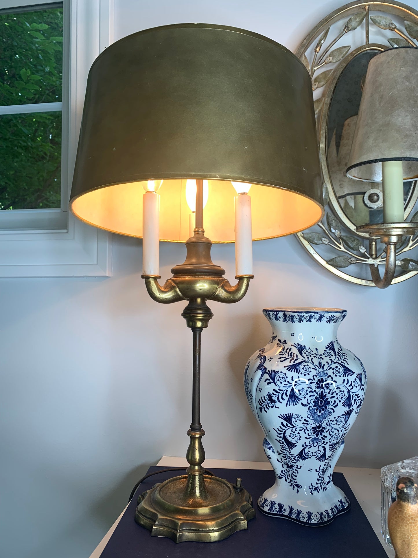 Paul Hansen Brass lamp with Gold Drum Shade