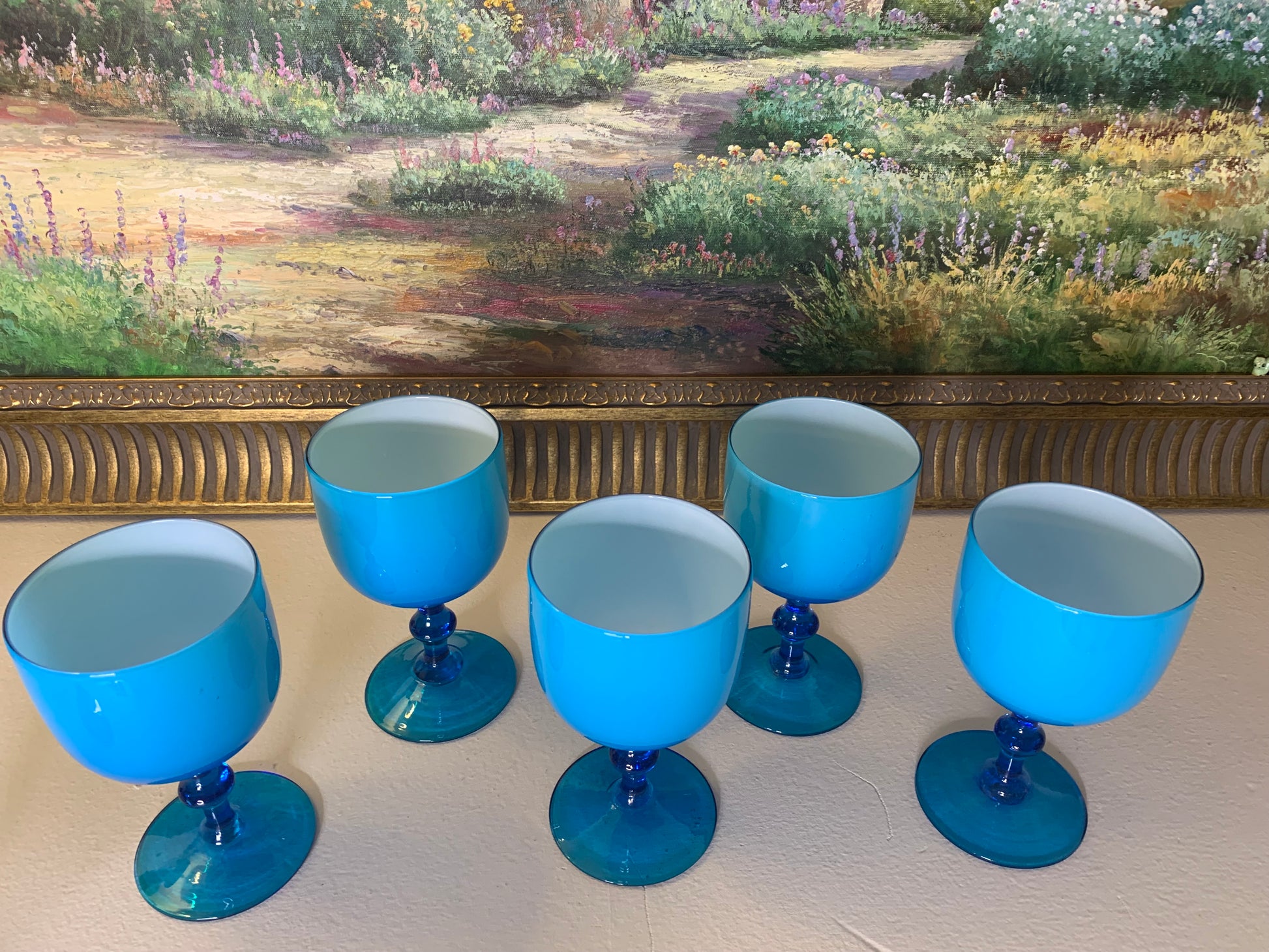 Stunning Italian Carlo Moretti Blue stemmed water glasses set of (5)! –  Lillian Grey