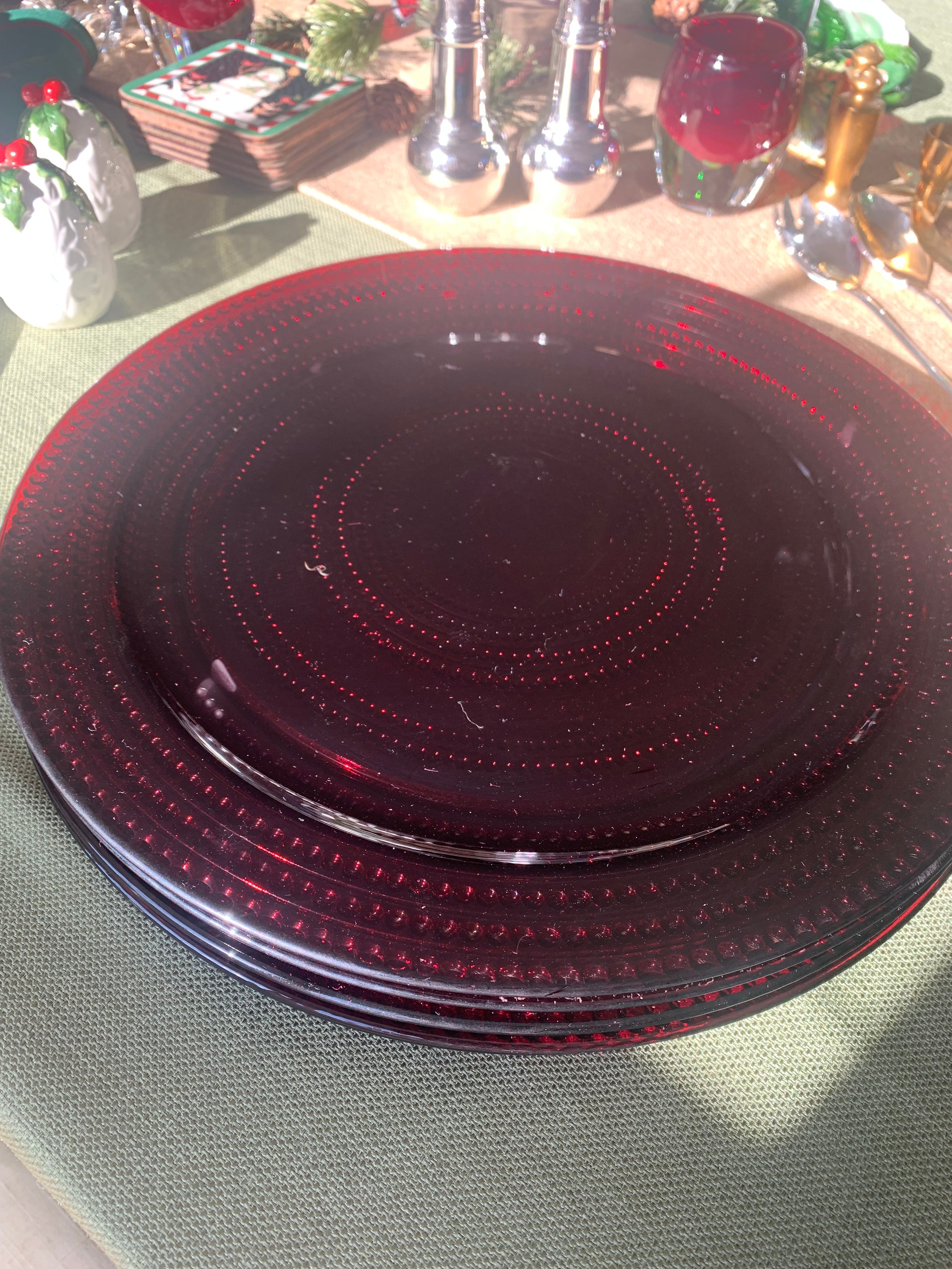 Live 11 10 Set 6 Red beaded glass Chargers Lillian Grey