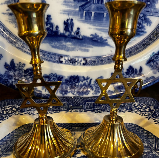 Brass Hanukkah holiday Shabbat candle sticks